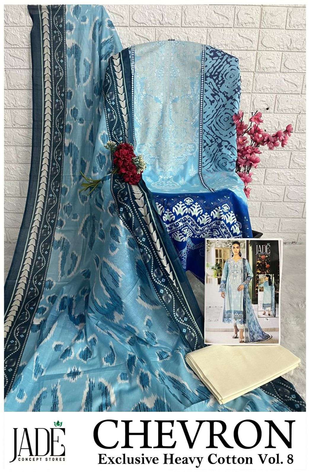 JADE CHEVRON EXCLUSIVE HEAVY COTTON VOL 8 LAWN COTTON SUIT