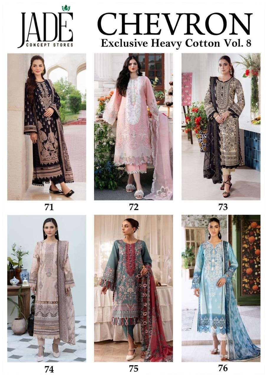 JADE CHEVRON EXCLUSIVE HEAVY COTTON VOL 8 LAWN COTTON SUIT