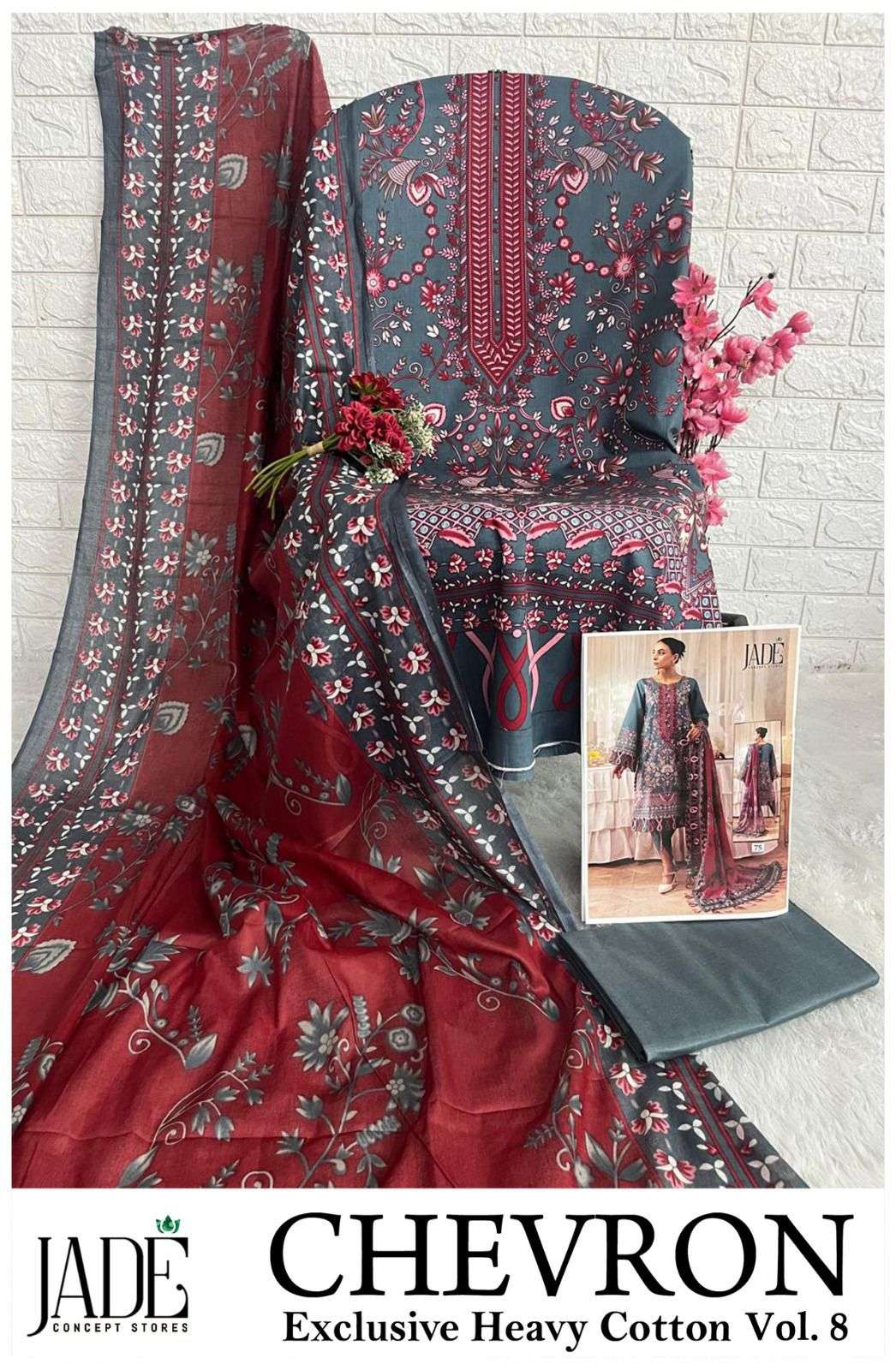 JADE CHEVRON EXCLUSIVE HEAVY COTTON VOL 8 LAWN COTTON SUIT