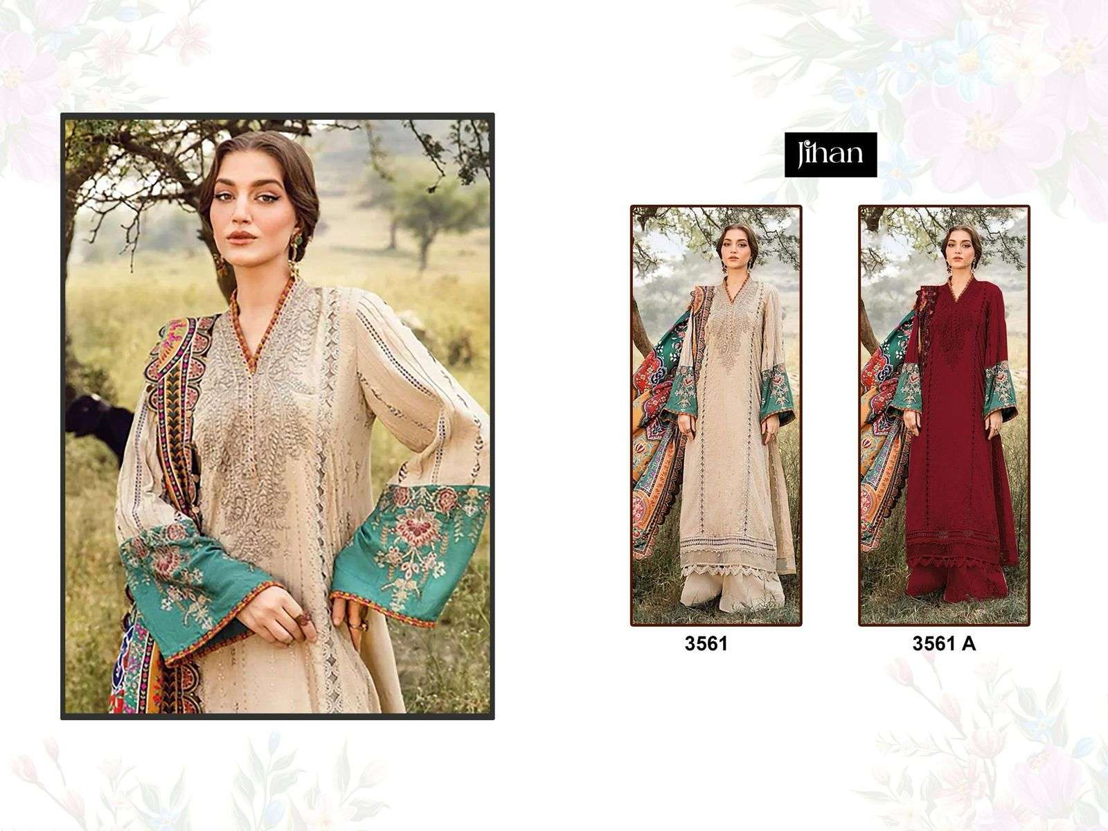 JIHAAN DESIGN NO - 3561 PURE RAYON COTTON HEAVY KASHMIRI SELF EMBROIDERED PAKISTANI SALWAR SUIT 