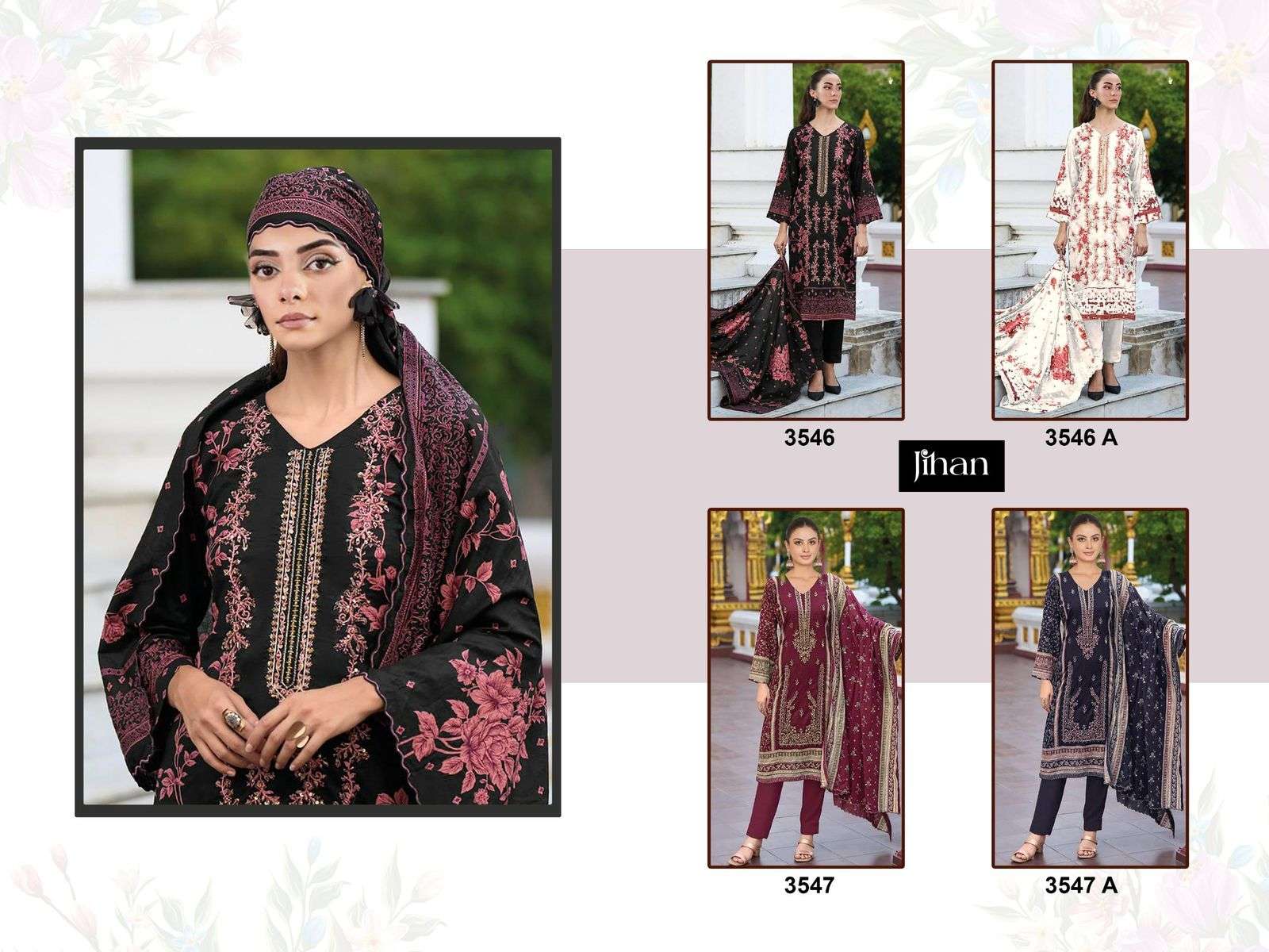 JIHAN SAHNAZ SELF EMBROIDERED COLLECTION COTTON FANCY WORK SALWAR KAMEEZ   