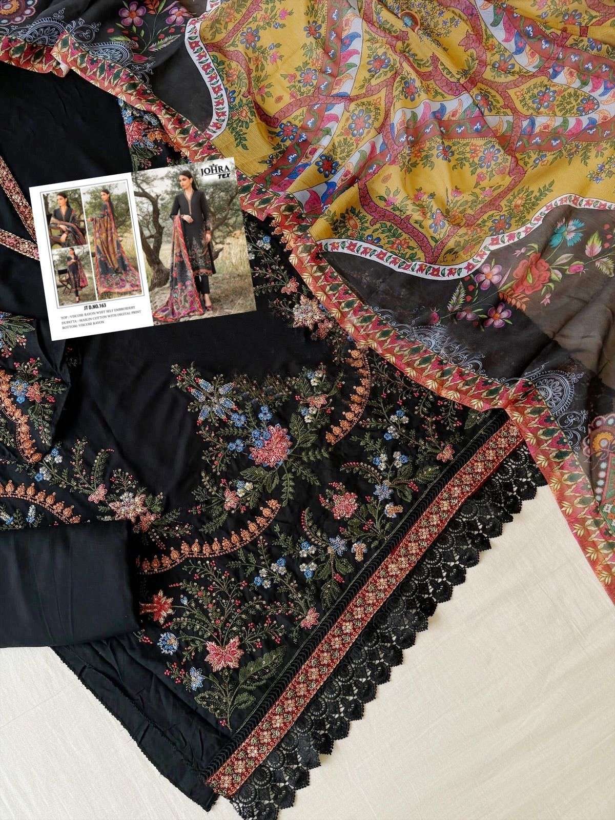JOHRA TEX DESIGN NO - JT - 163 VISCOSE RAYON SELF EMBROIDERED PAKISTANI SALWAR SUIT