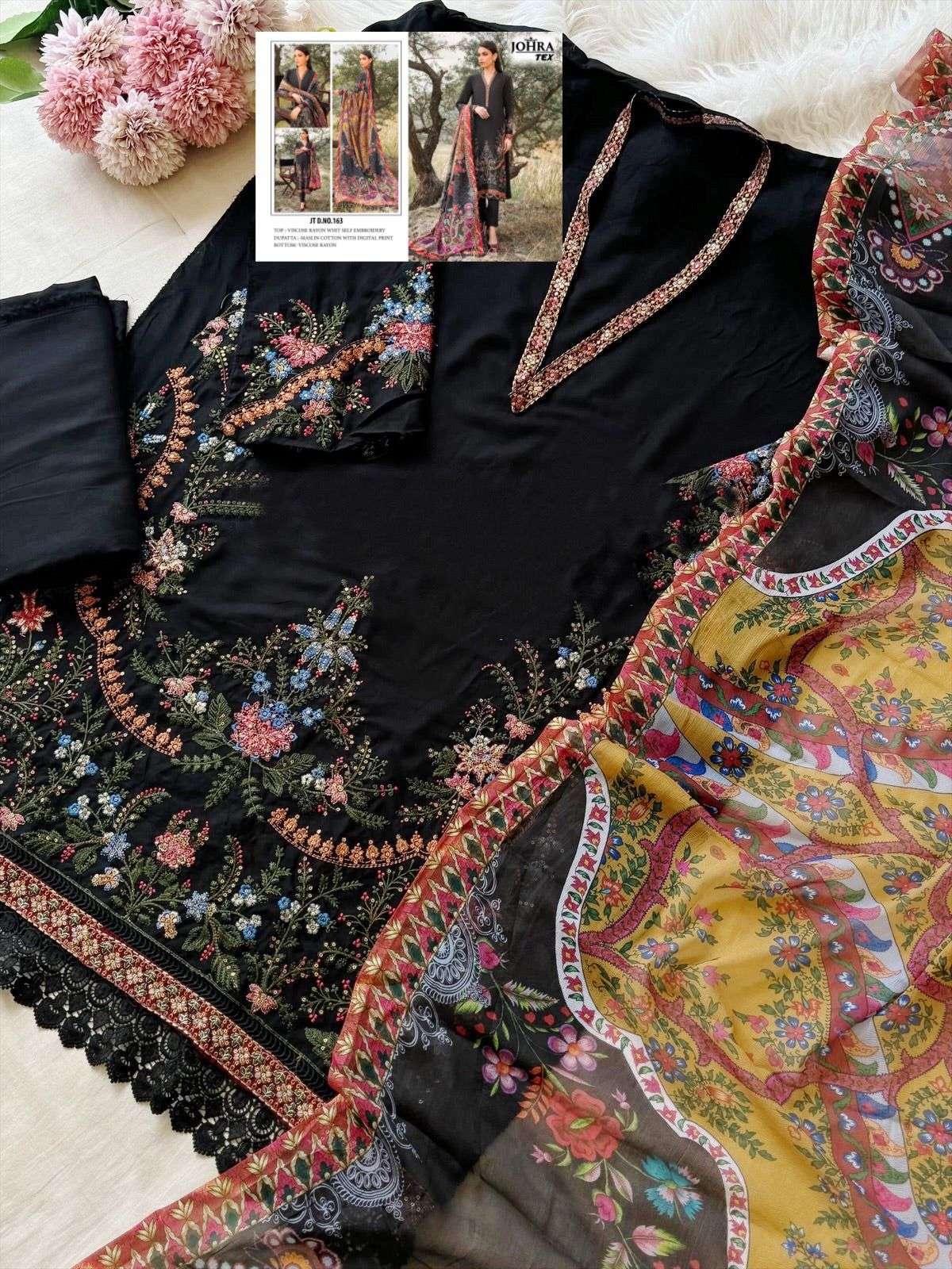 JOHRA TEX DESIGN NO - JT - 163 VISCOSE RAYON SELF EMBROIDERED PAKISTANI SALWAR SUIT