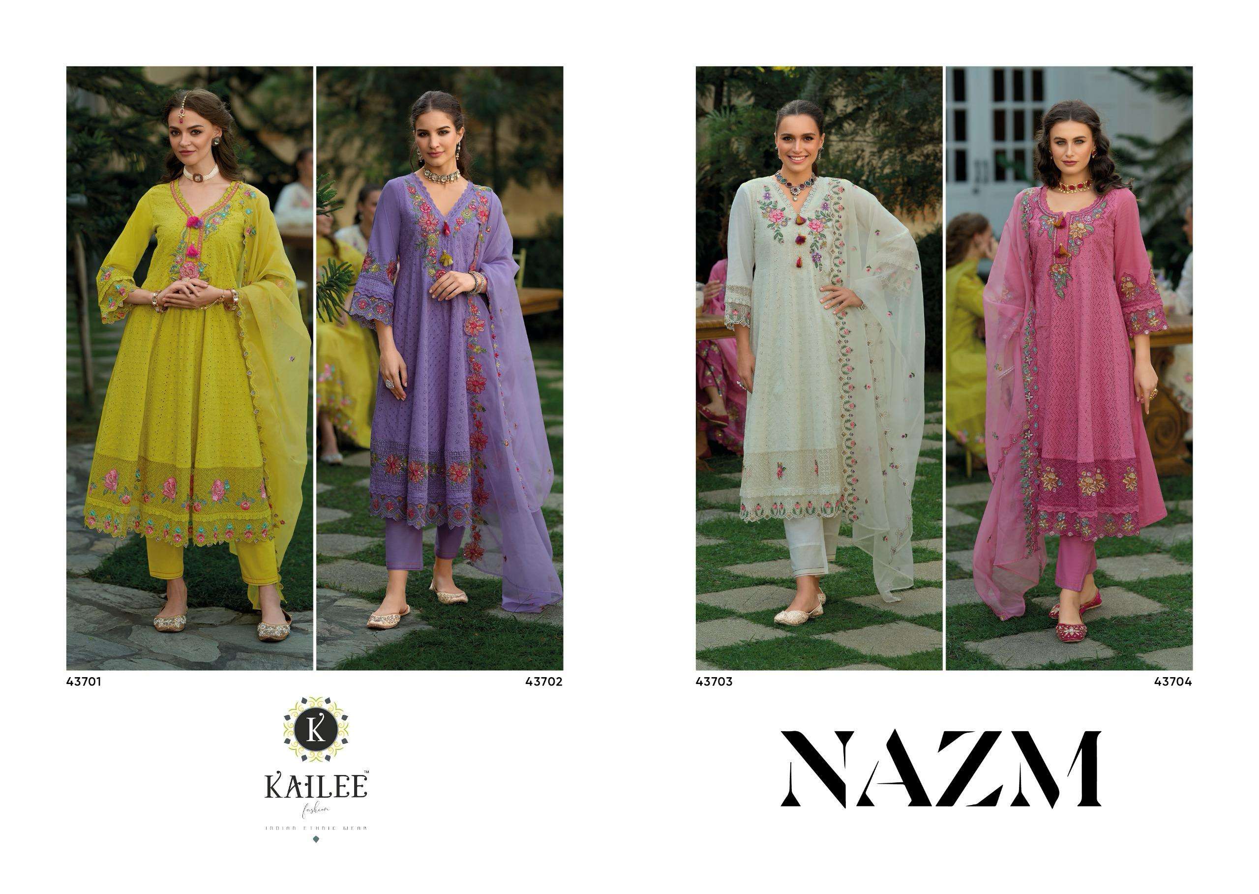 KAILEE FASHION NAZM COTTON ANARKALI STYLE DESIGNER LADIES SUIT