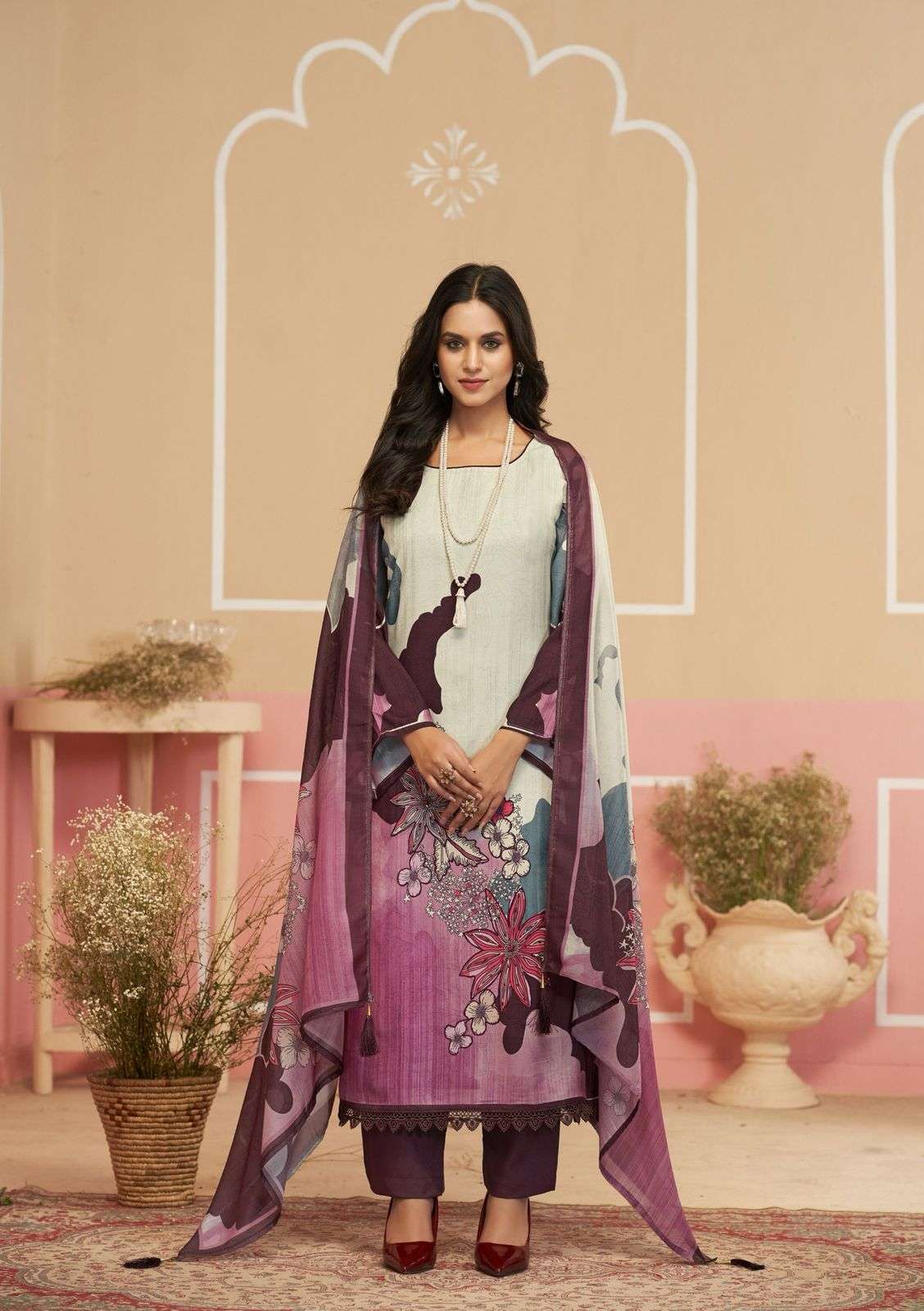 KARVA DESINER STUDIO VAMIKA VISCOSE DIGITAL PRINT WITH HAND WORK DESIGNER SUIT