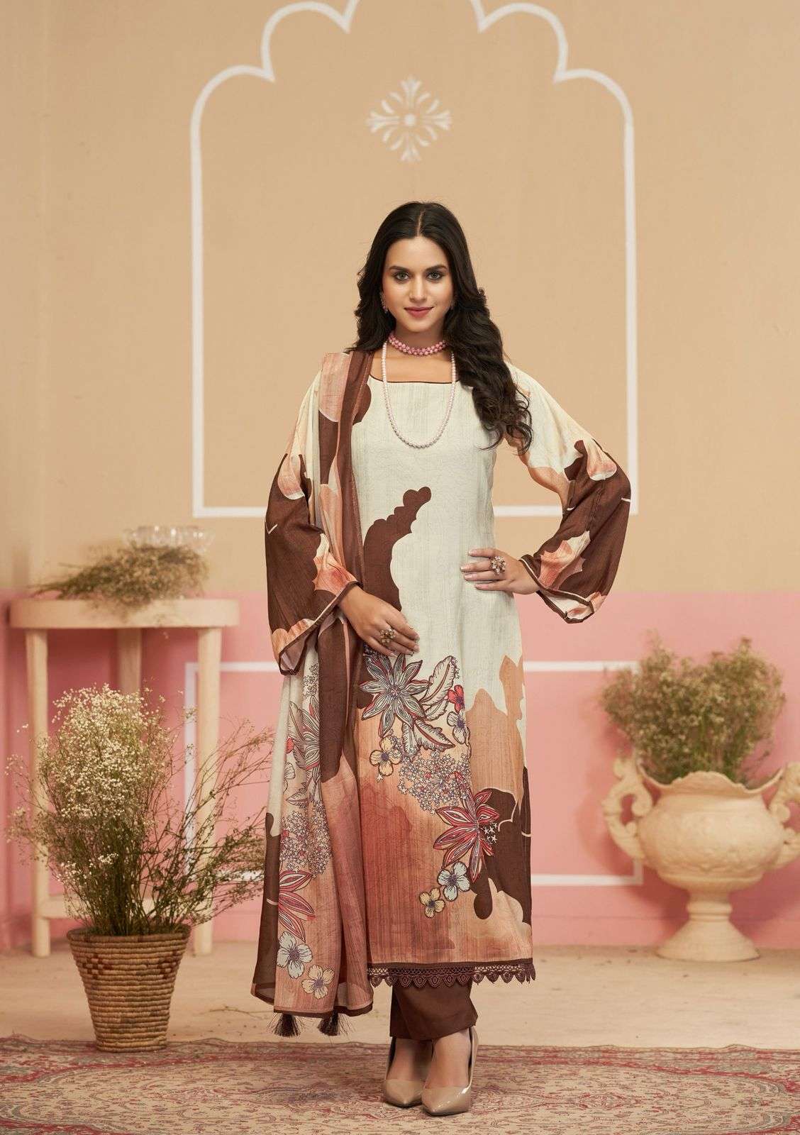 KARVA DESINER STUDIO VAMIKA VISCOSE DIGITAL PRINT WITH HAND WORK DESIGNER SUIT