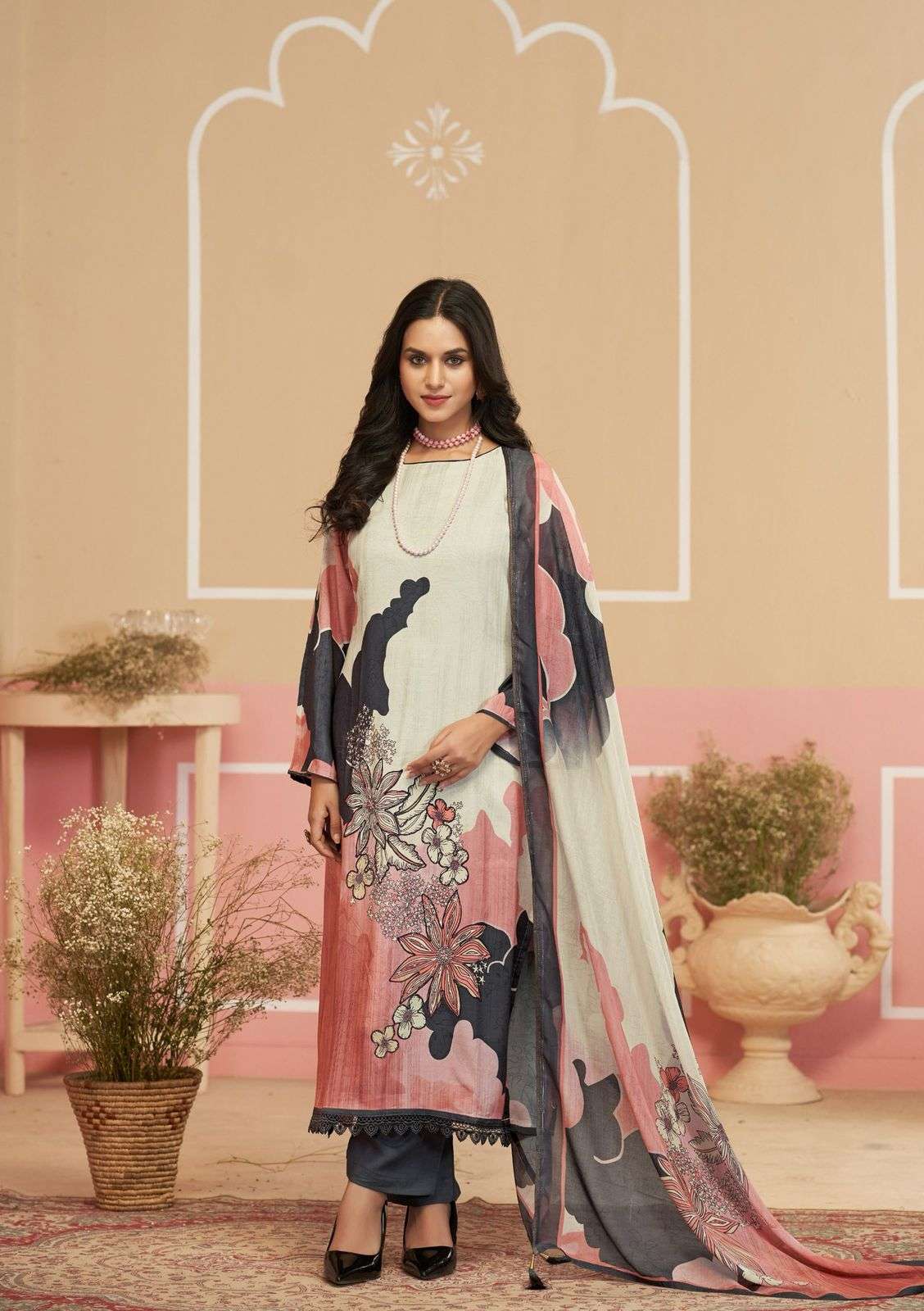 KARVA DESINER STUDIO VAMIKA VISCOSE DIGITAL PRINT WITH HAND WORK DESIGNER SUIT
