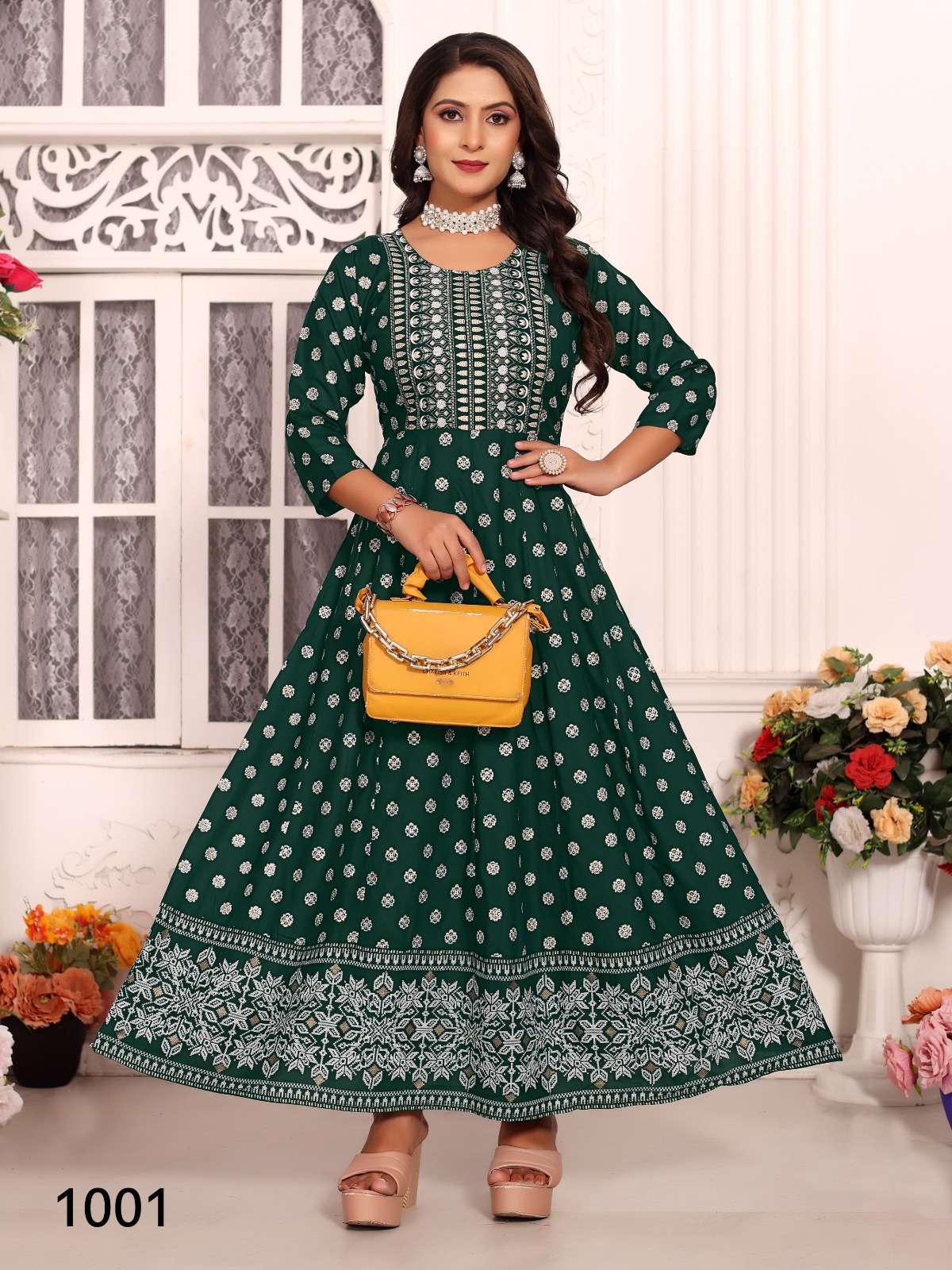 KAVYA ANKITA VOL 5 RAYON FOIL PRINT FANCY WEAR ANARKALI GOWN