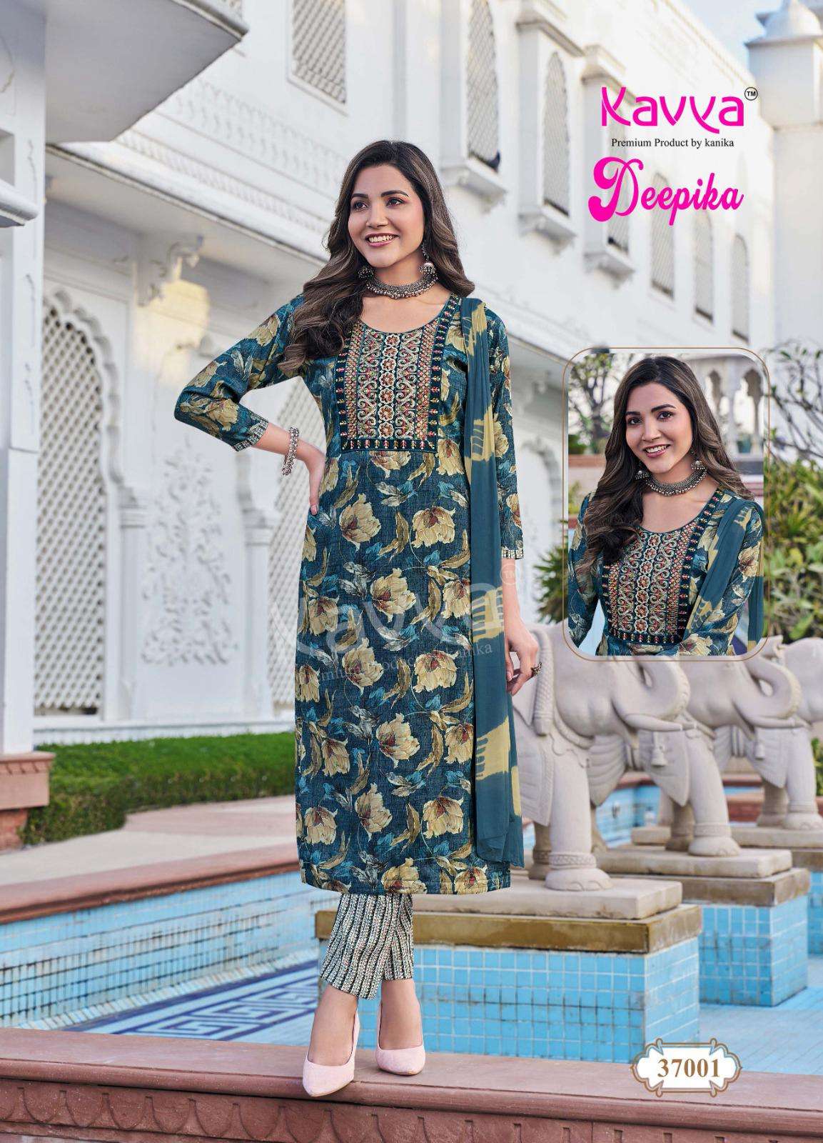 KAVYA DEEPIKA VOL 37 FANCY STRAIGHT CUT LADIES KURTI COMBO SET 