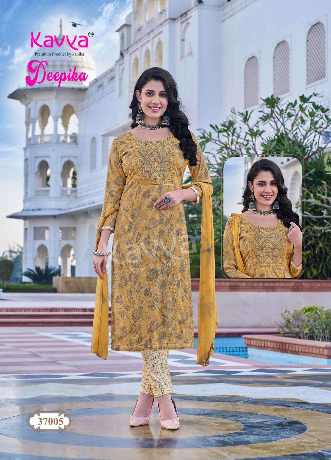 KAVYA DEEPIKA VOL 37 FANCY STRAIGHT CUT LADIES KURTI COMBO SET 