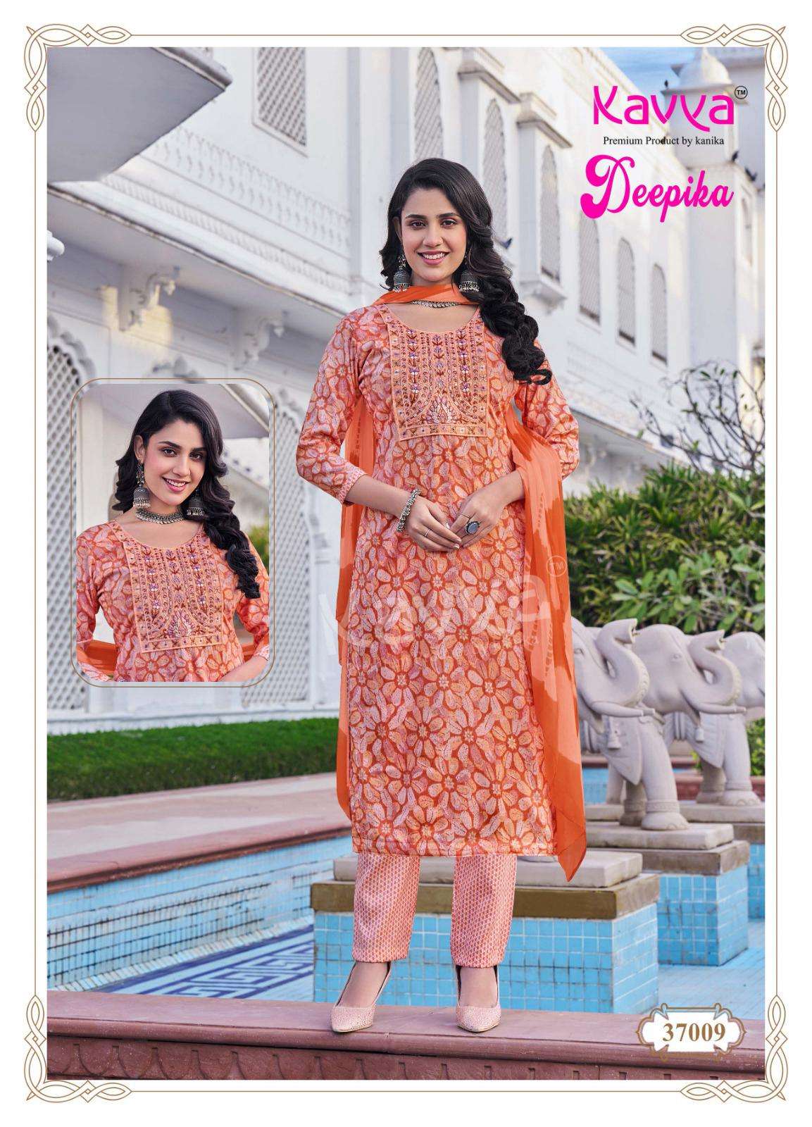 KAVYA DEEPIKA VOL 37 FANCY STRAIGHT CUT LADIES KURTI COMBO SET 