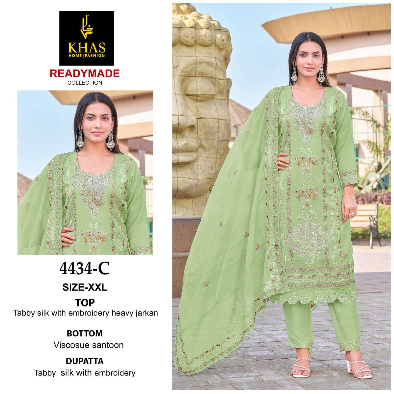 KHAS FASHION D NO 4434 SILK WITH EMBROIDERY DESIGNER FANCY SUIT
