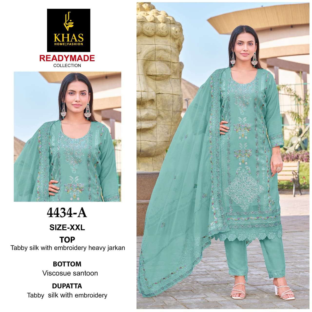 KHAS FASHION D NO 4434 SILK WITH EMBROIDERY DESIGNER FANCY SUIT