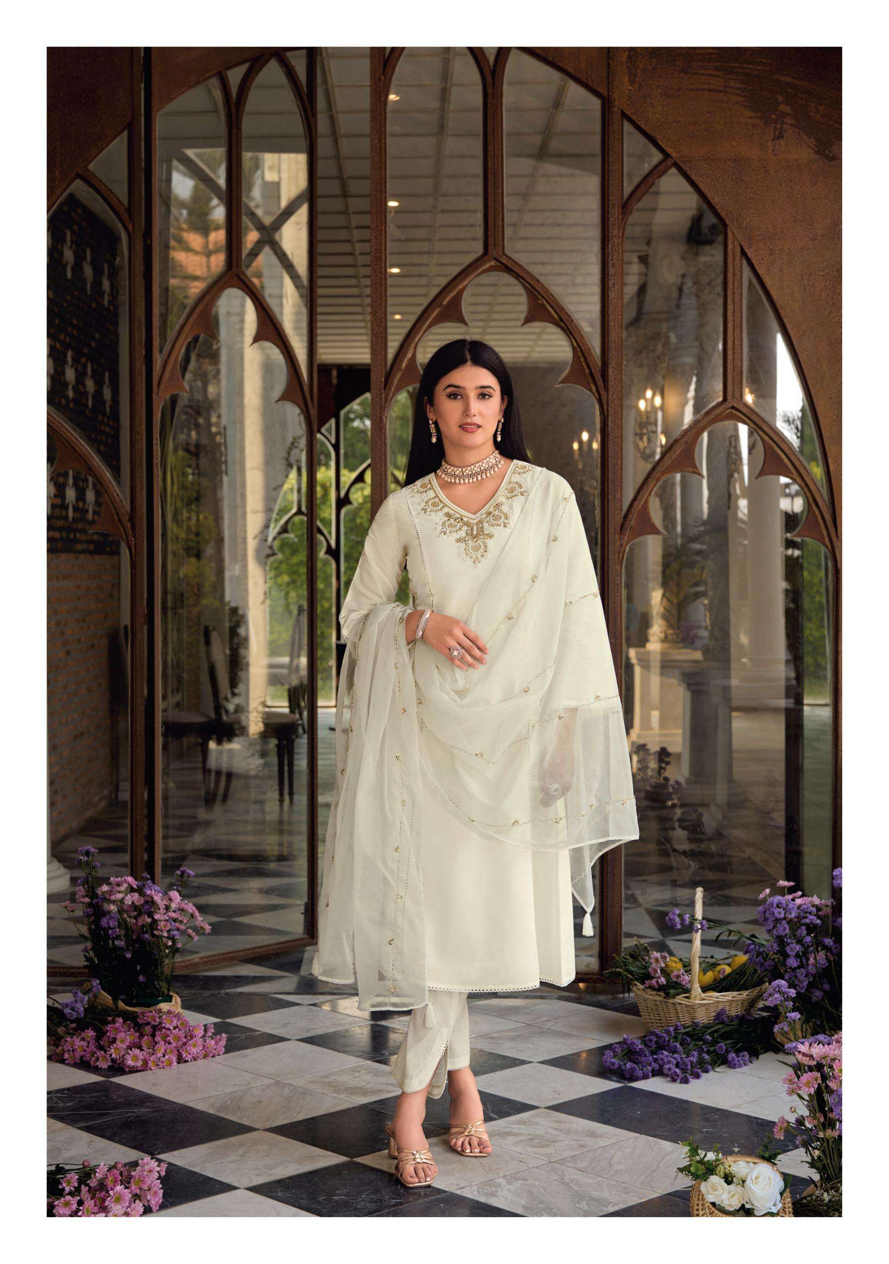  LADY LEELA RANGEEN VISCOSE SILK DESIGNER FANCY KURTI COMBO SET