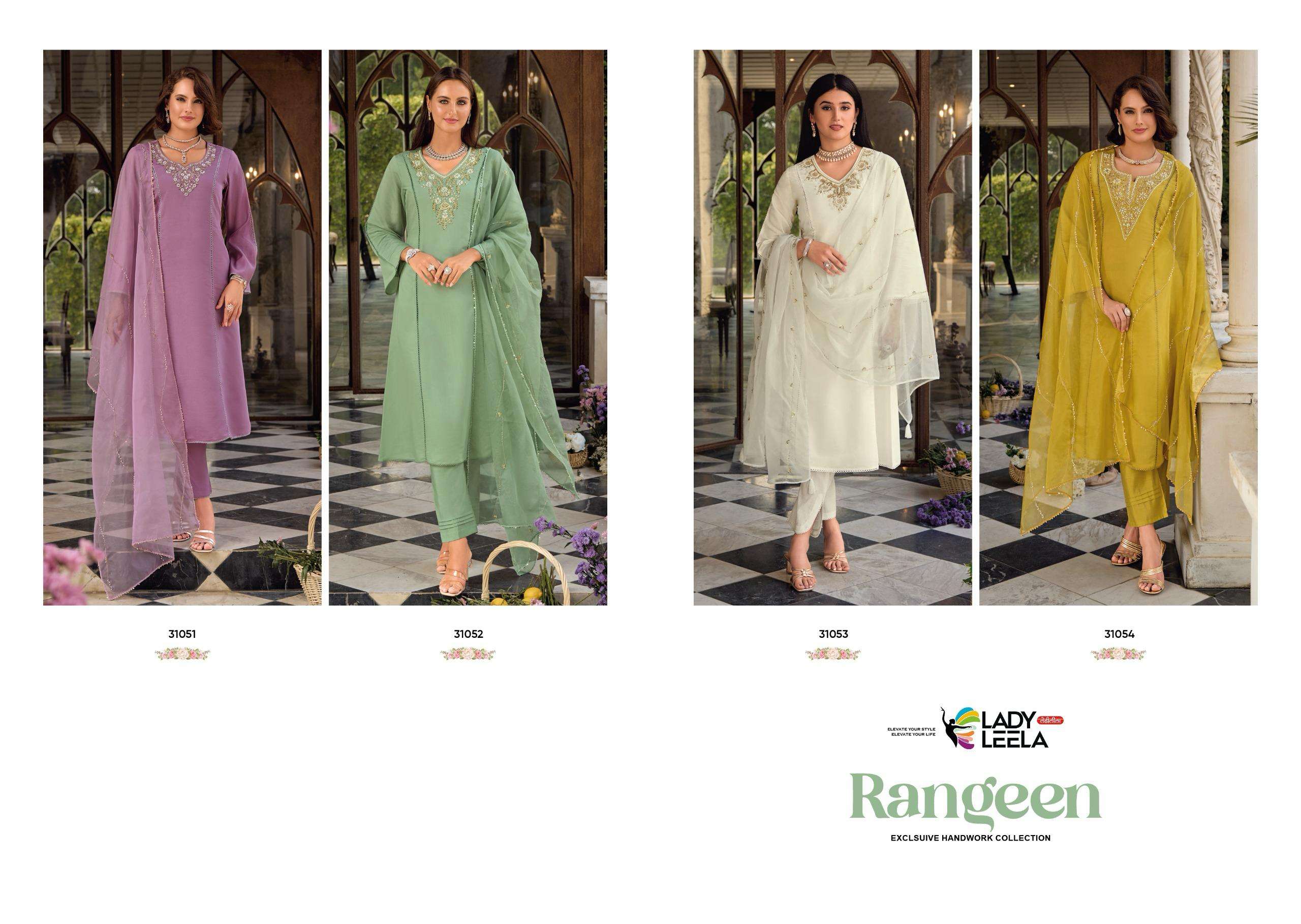  LADY LEELA RANGEEN VISCOSE SILK DESIGNER FANCY KURTI COMBO SET