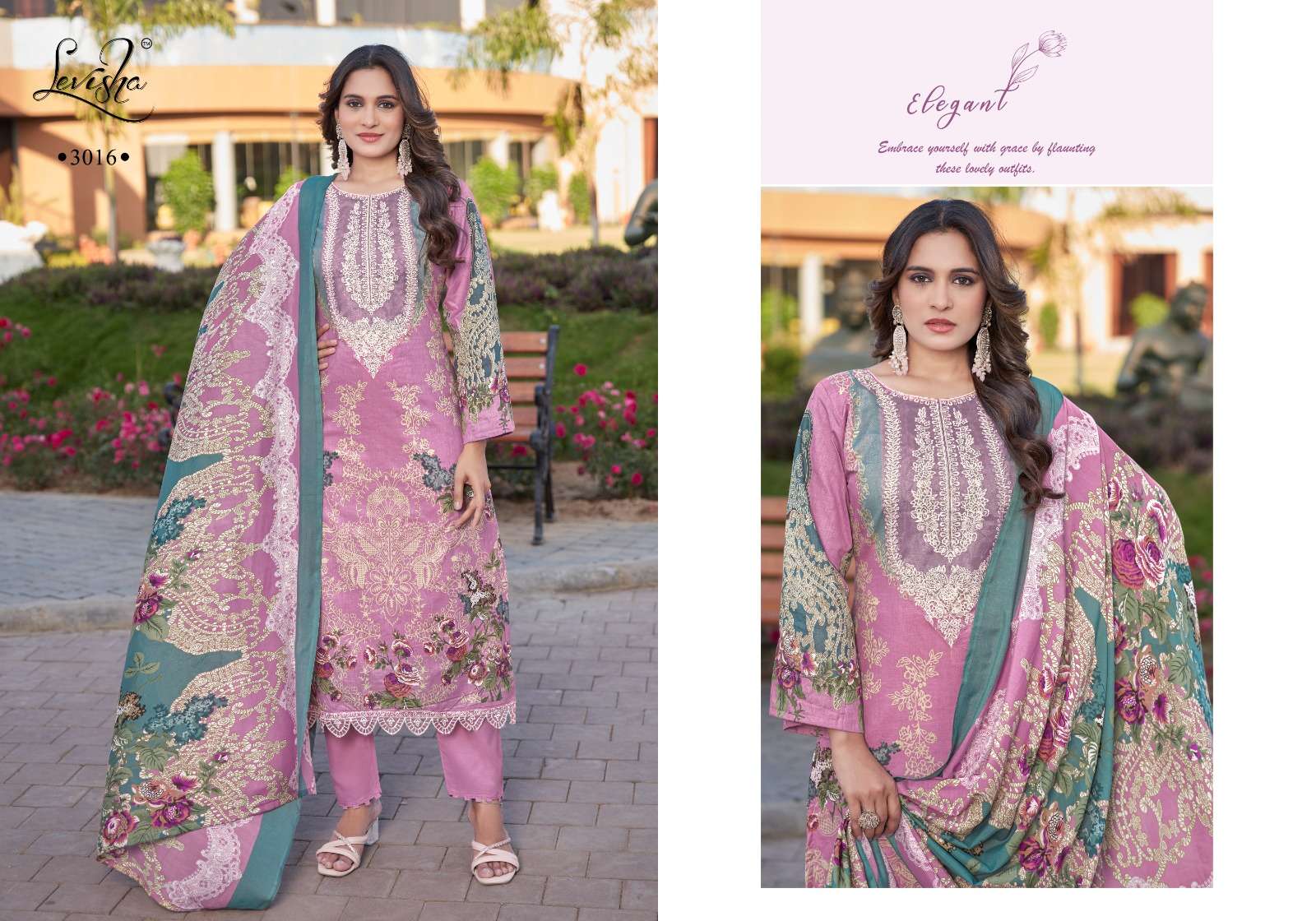 LEVISHA ANARKALI COTTON DIGITAL PAKISTANI PRINT WITH FANCY EMBROIDERY SUIT