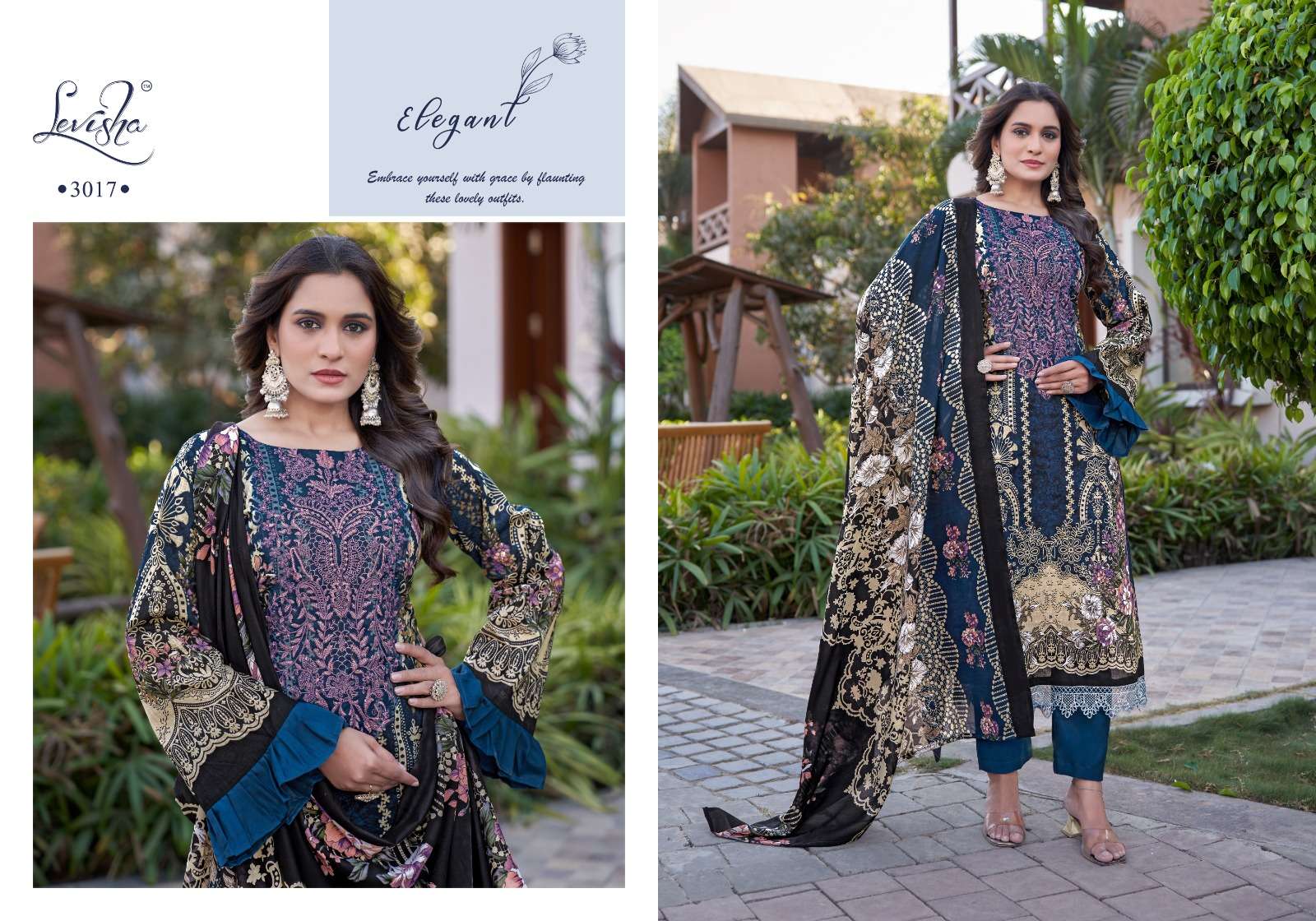 LEVISHA ANARKALI COTTON DIGITAL PAKISTANI PRINT WITH FANCY EMBROIDERY SUIT