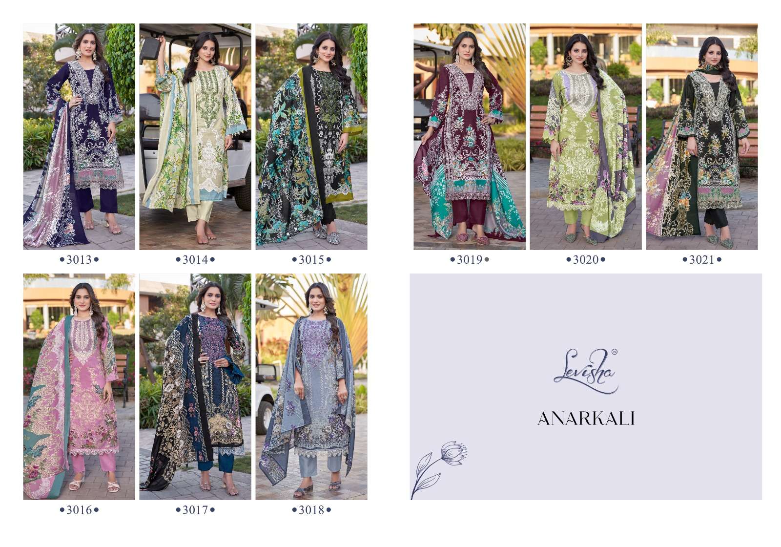 LEVISHA ANARKALI COTTON DIGITAL PAKISTANI PRINT WITH FANCY EMBROIDERY SUIT
