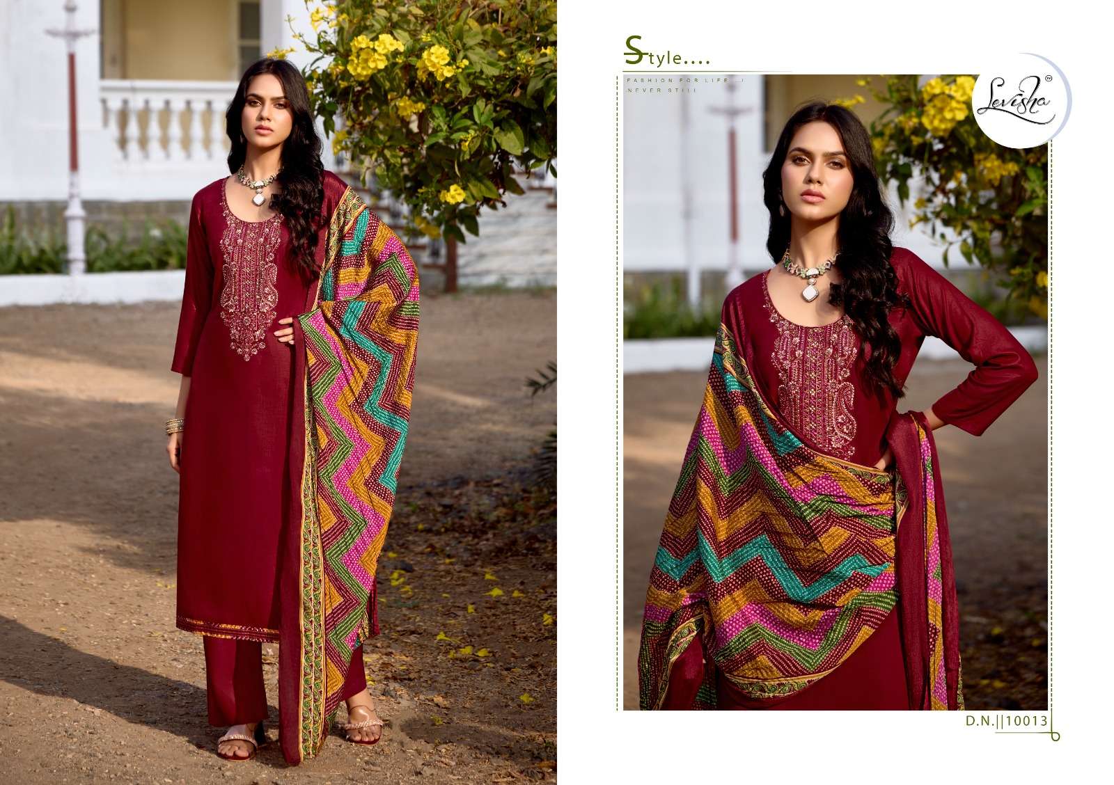 LEVISHA NIVISHA VOL 10 RAYON FANCY SWAROVSKI WORK SUIT