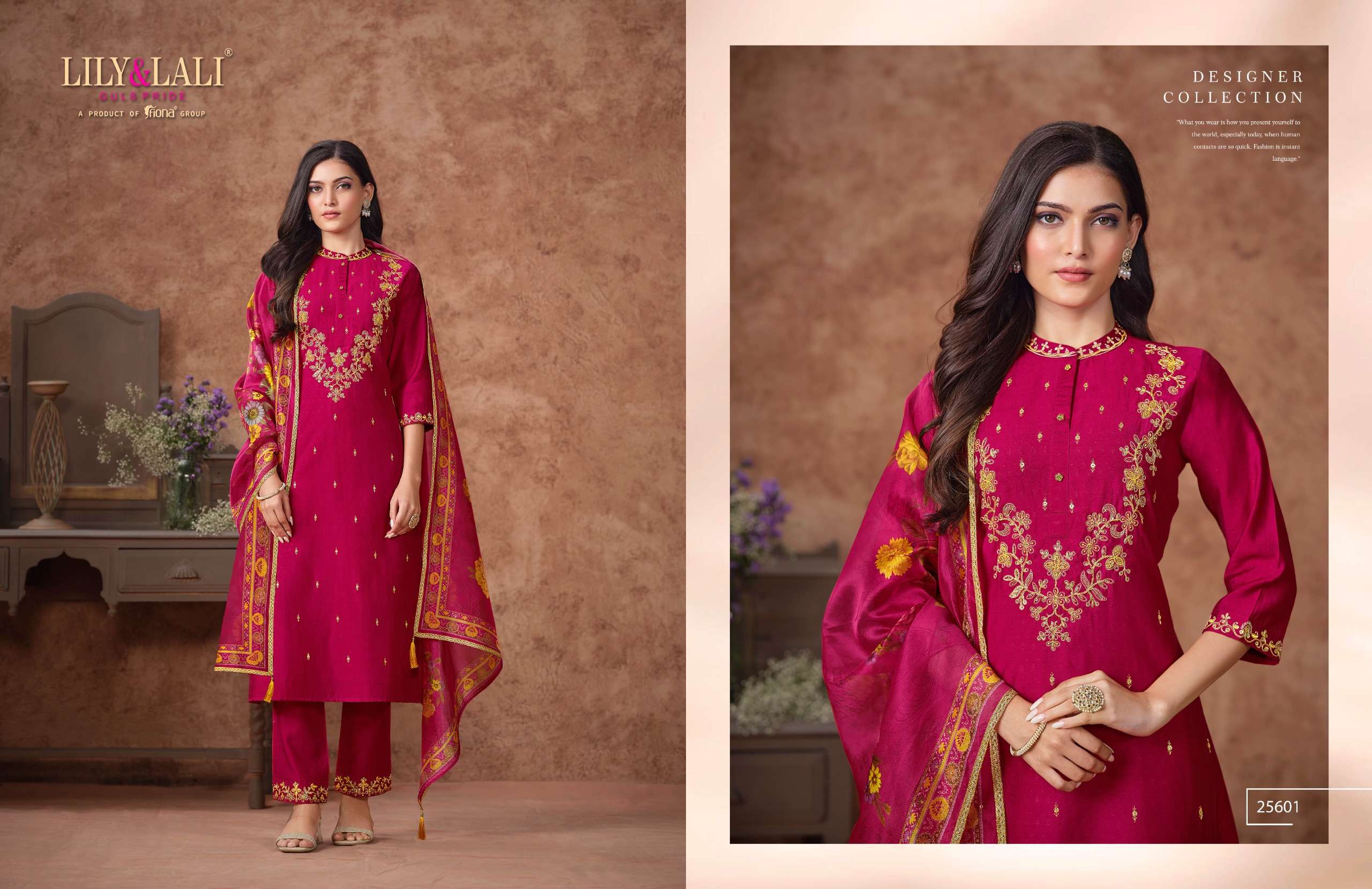 LILY AND LALI RASHMIKA VISCOSE SILK FANCY EMBROIDERIES LADIES SUIT