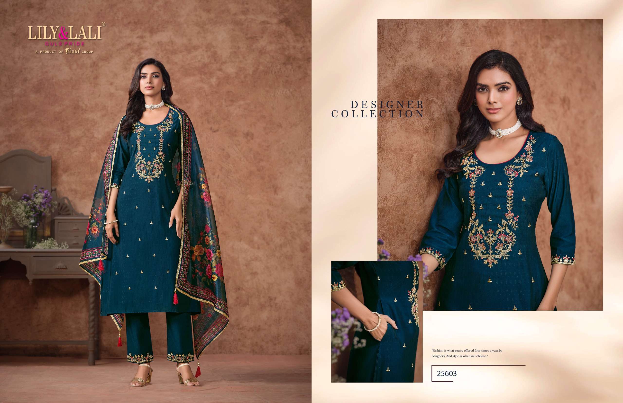 LILY AND LALI RASHMIKA VISCOSE SILK FANCY EMBROIDERIES LADIES SUIT