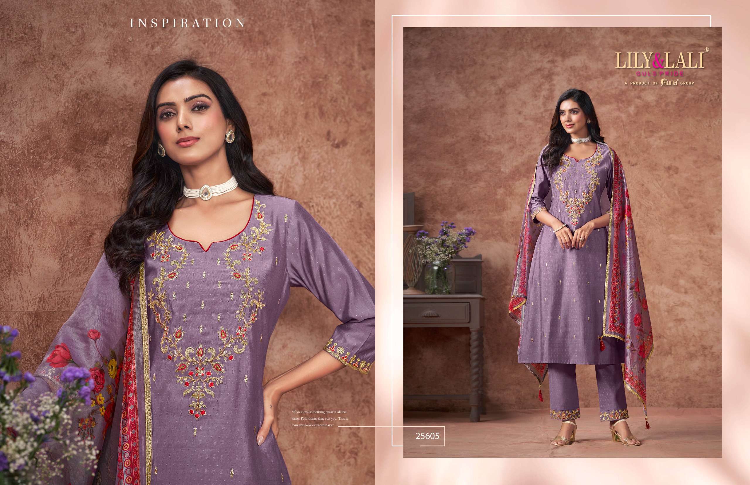 LILY AND LALI RASHMIKA VISCOSE SILK FANCY EMBROIDERIES LADIES SUIT