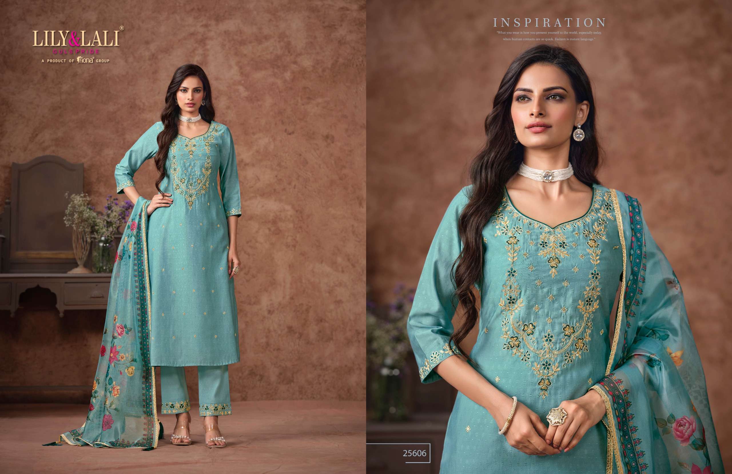 LILY AND LALI RASHMIKA VISCOSE SILK FANCY EMBROIDERIES LADIES SUIT