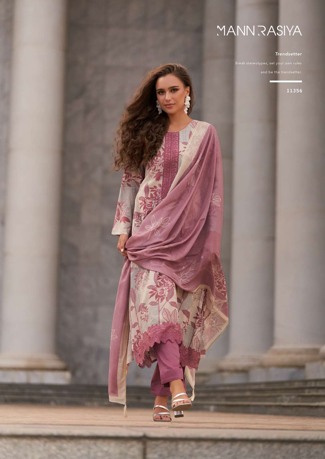 MANNRASIYA VIOLETTA MUSLIN SILK DIGITAL PRINT WITH FANCY WORK SUIT