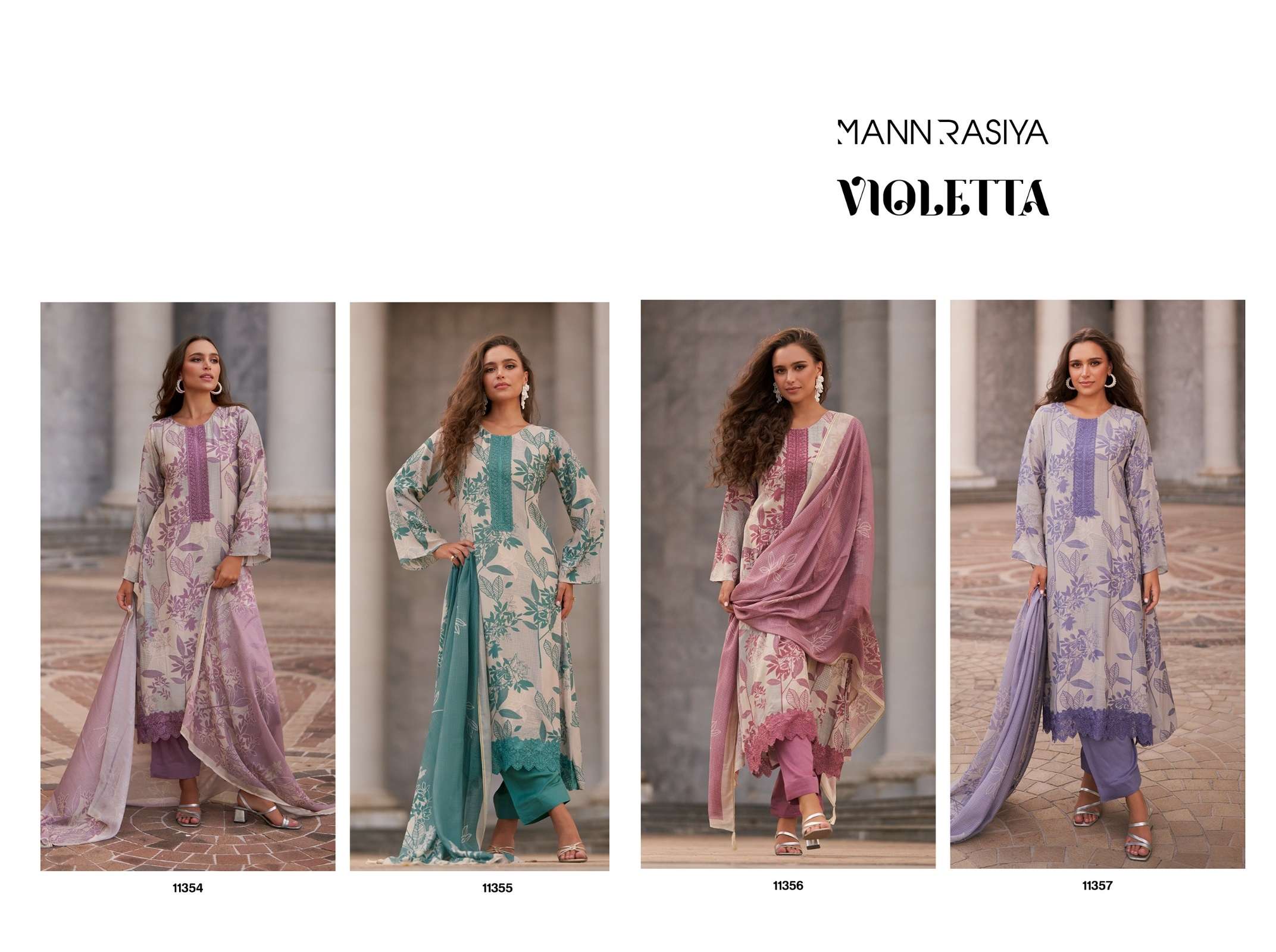 MANNRASIYA VIOLETTA MUSLIN SILK DIGITAL PRINT WITH FANCY WORK SUIT