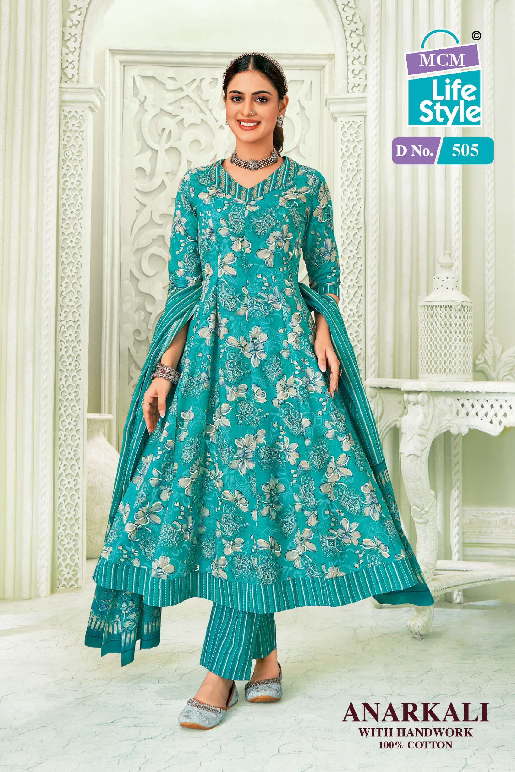 MCM LIFESTYLE ANARKALI VOL 5 COTTON PRINTED LADIES KURTI COMO SET