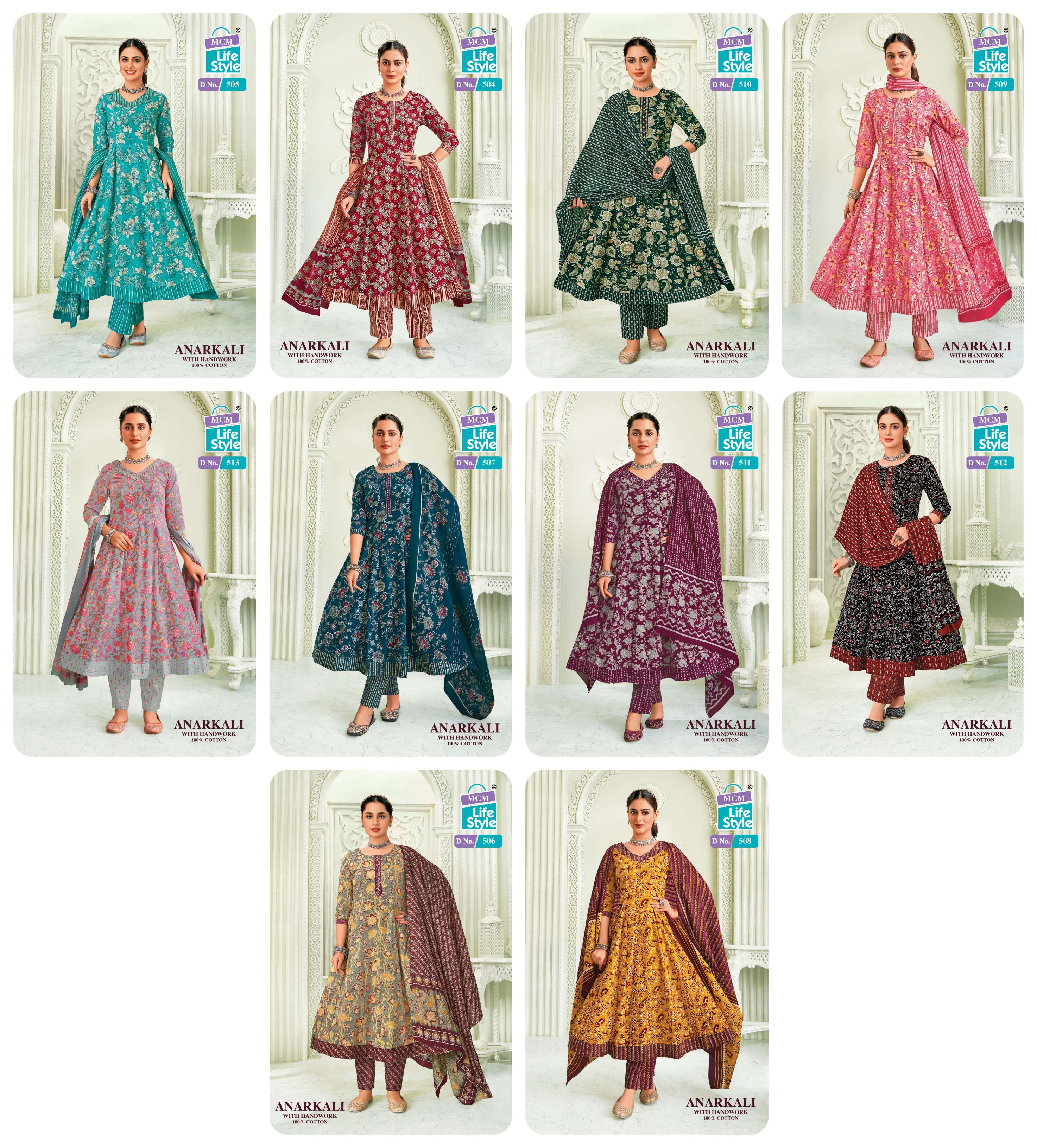 MCM LIFESTYLE ANARKALI VOL 5 COTTON PRINTED LADIES KURTI COMO SET