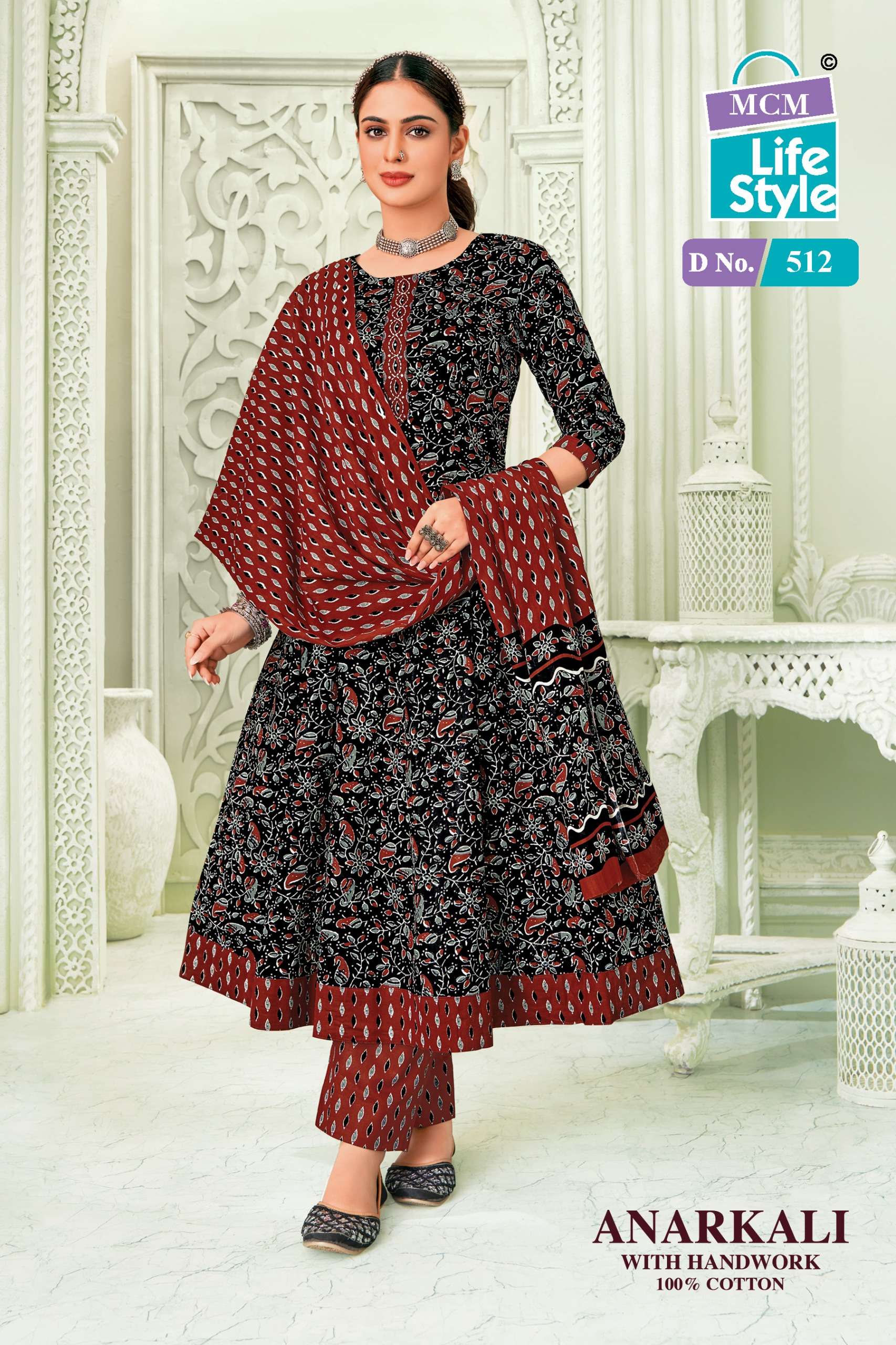MCM LIFESTYLE ANARKALI VOL 5 COTTON PRINTED LADIES KURTI COMO SET