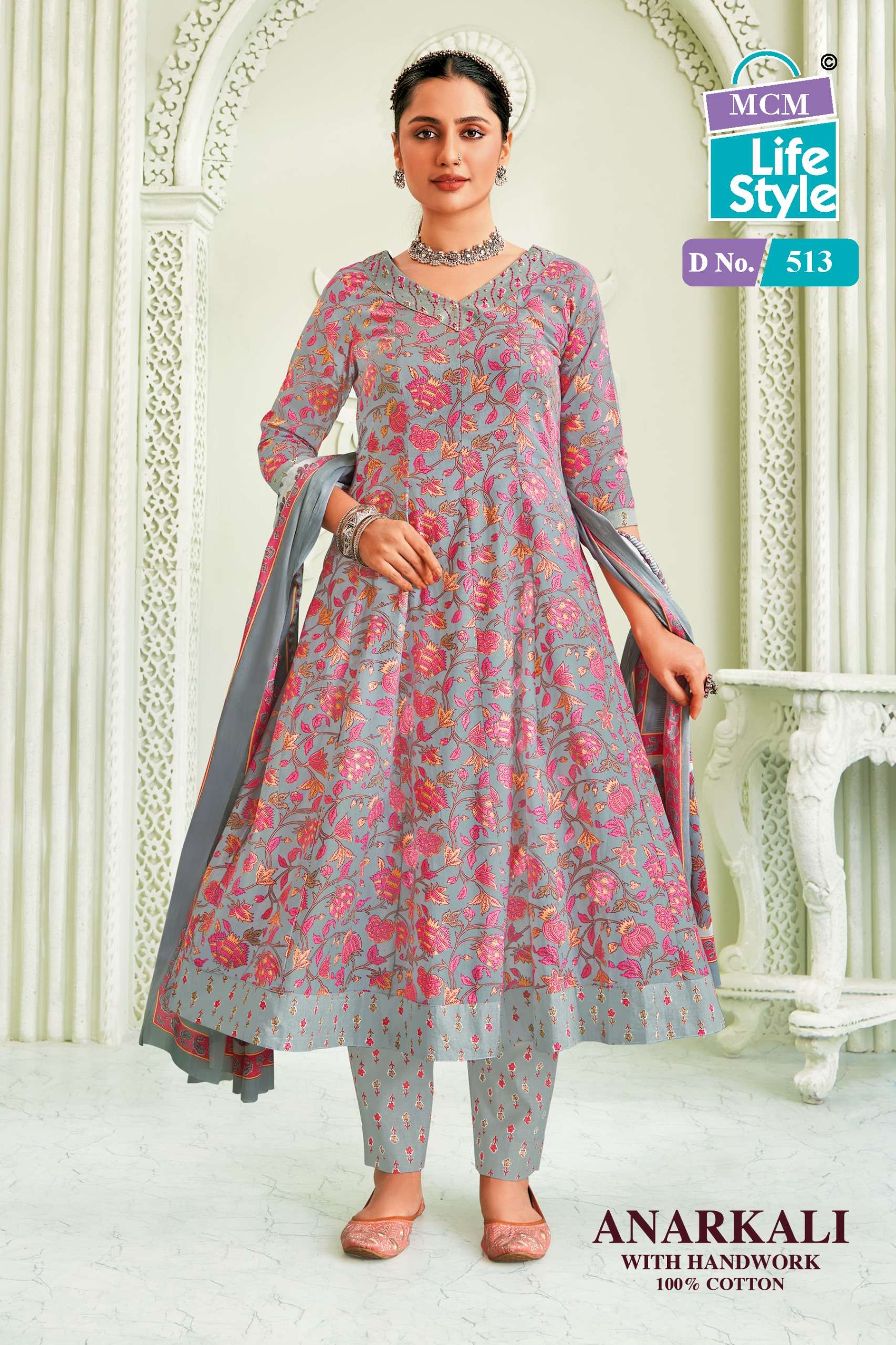 MCM LIFESTYLE ANARKALI VOL 5 COTTON PRINTED LADIES KURTI COMO SET