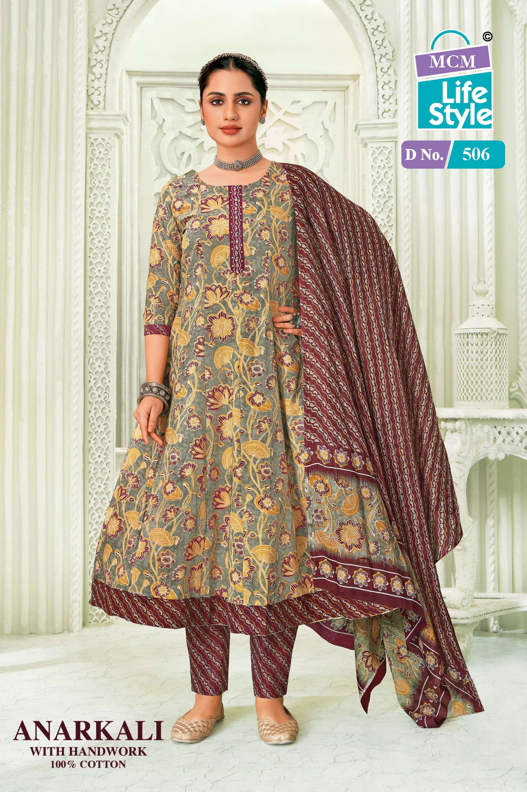 MCM LIFESTYLE ANARKALI VOL 5 COTTON PRINTED LADIES KURTI COMO SET