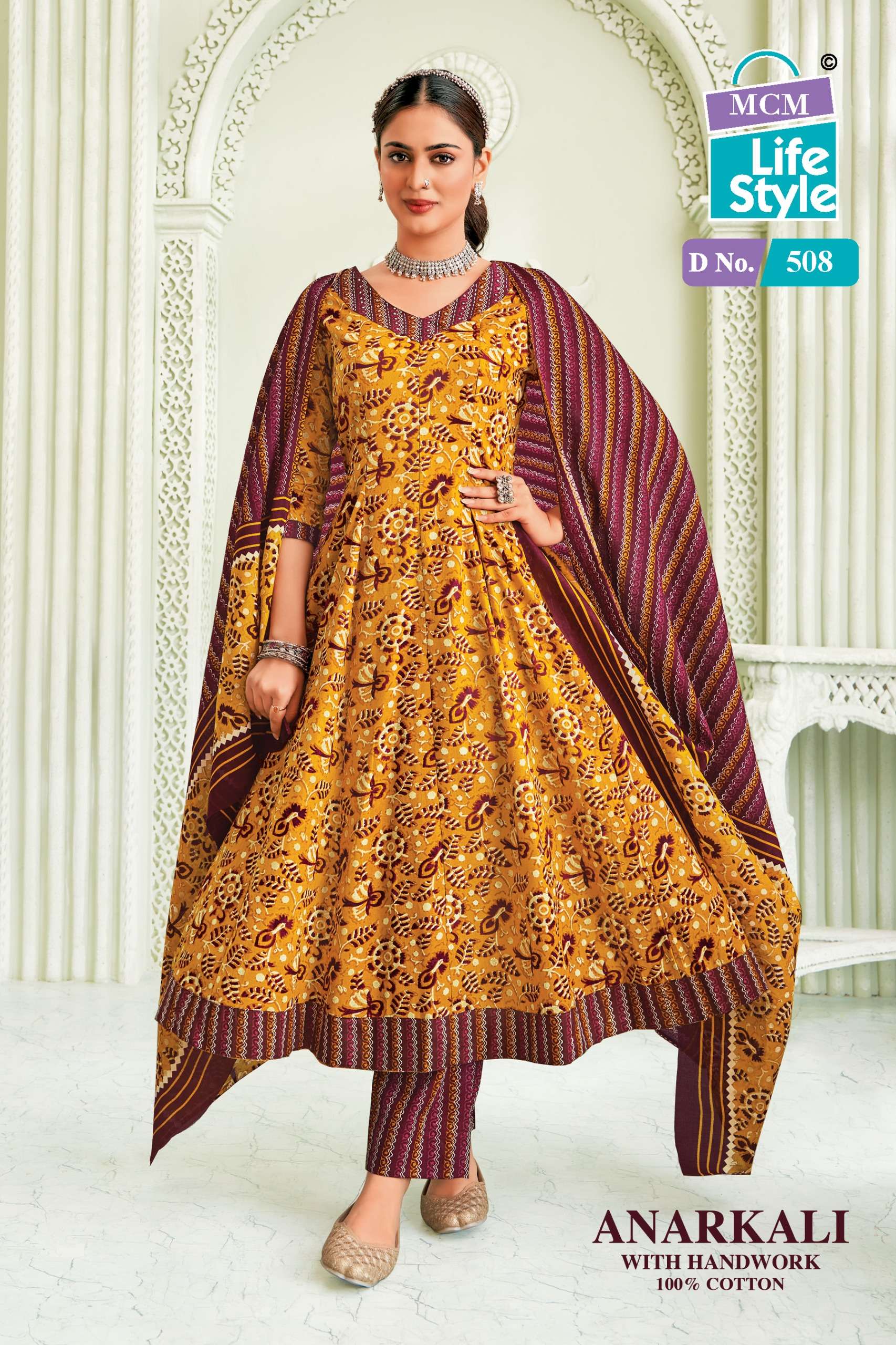 MCM LIFESTYLE ANARKALI VOL 5 COTTON PRINTED LADIES KURTI COMO SET