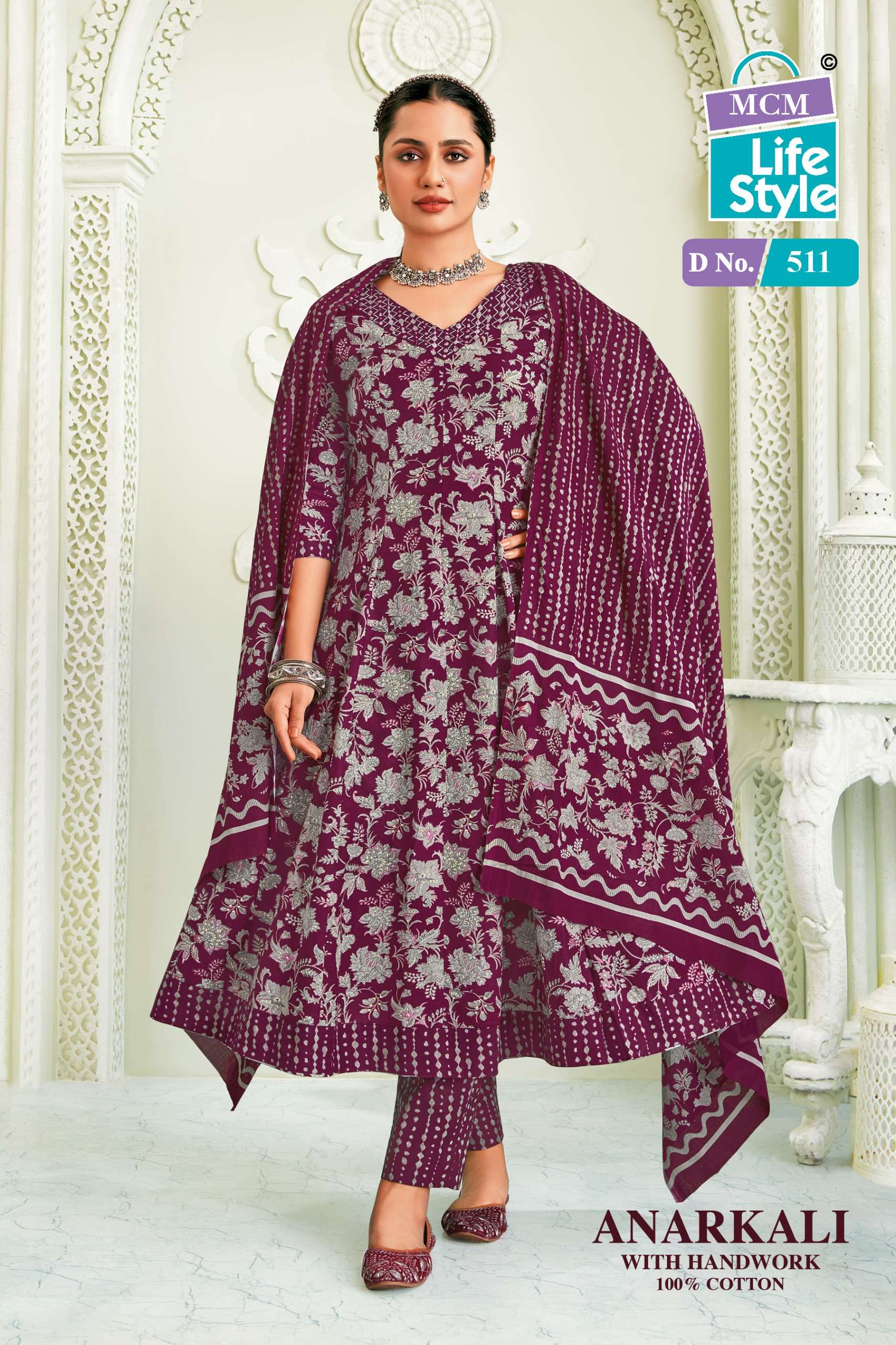 MCM LIFESTYLE ANARKALI VOL 5 COTTON PRINTED LADIES KURTI COMO SET