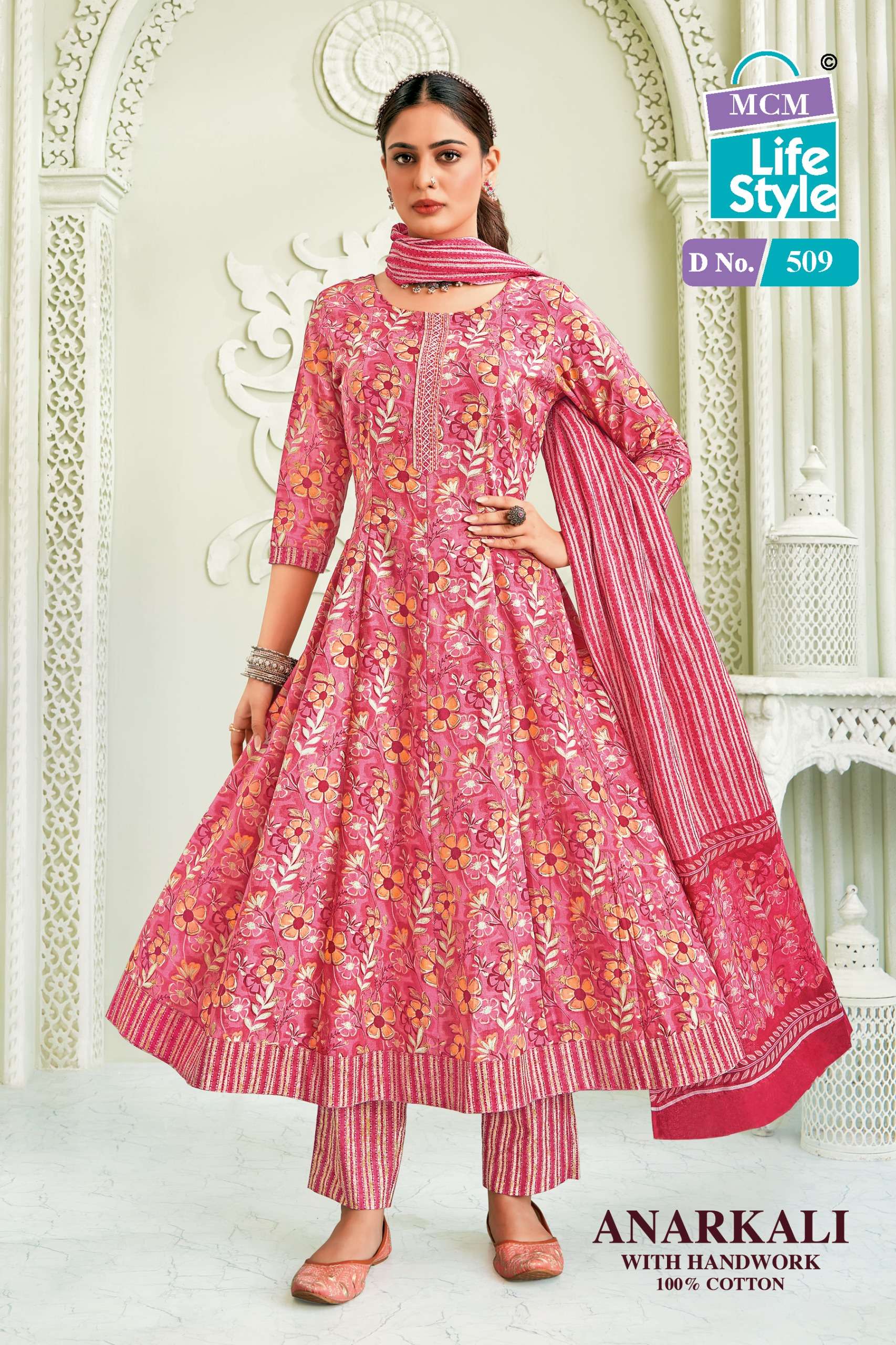 MCM LIFESTYLE ANARKALI VOL 5 COTTON PRINTED LADIES KURTI COMO SET