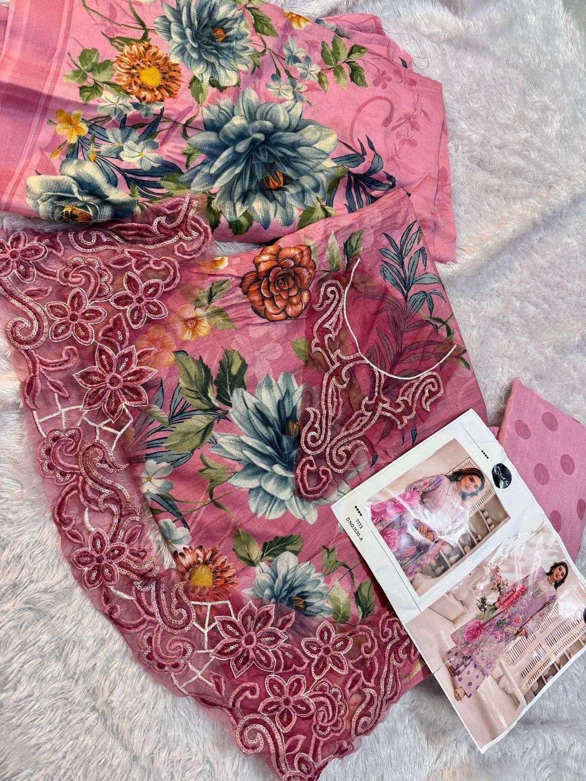 MEHBOOB TEX DESIGN NO - 1525 - 1531 B PURE COTTON PRINT EMBROIDERED SELF PATCH WORK PAKISTANI SALWAR SUIT