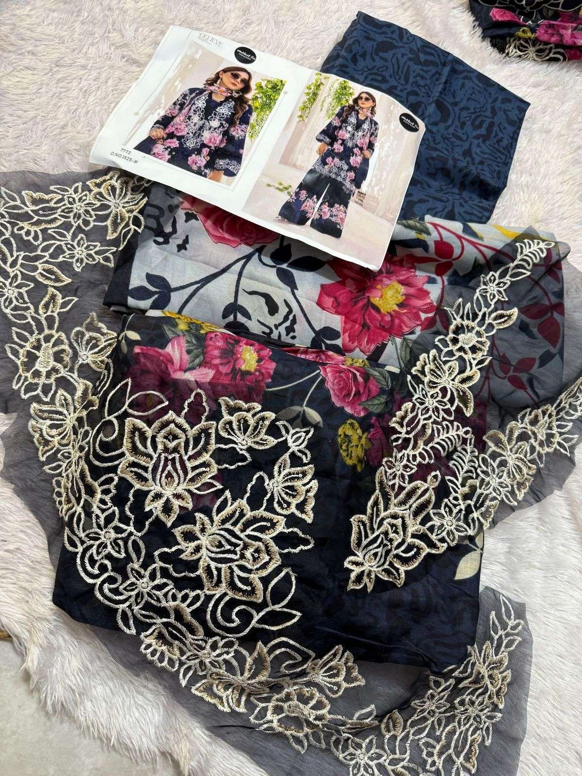 MEHBOOB TEX DESIGN NO - 1525 - 1531 B PURE COTTON PRINT EMBROIDERED SELF PATCH WORK PAKISTANI SALWAR SUIT