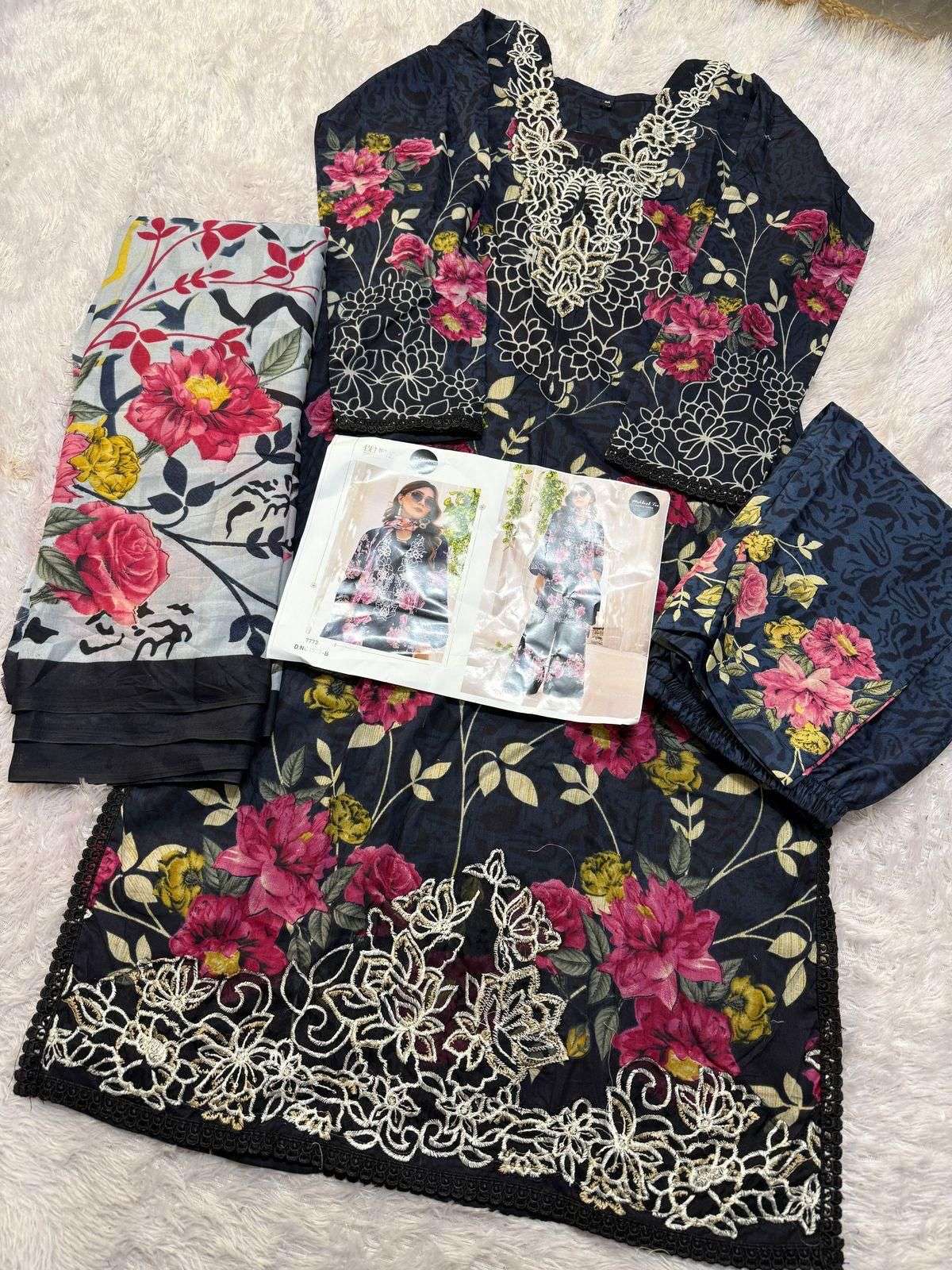 MEHBOOB TEX DESIGN NO - 1525 - 1531 B PURE COTTON PRINT EMBROIDERED SELF PATCH WORK PAKISTANI SALWAR SUIT
