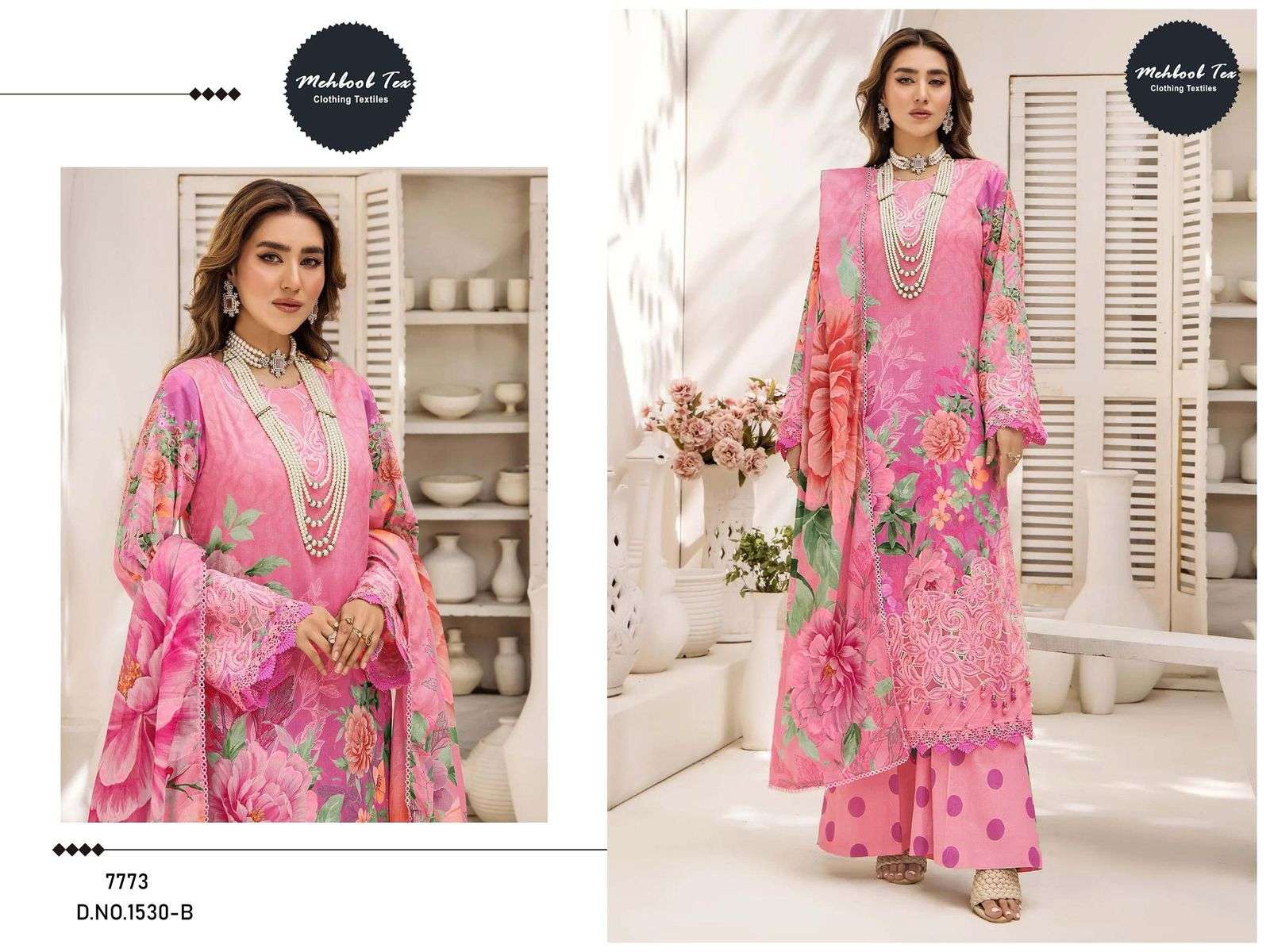 MEHBOOB TEX DESIGN NO - 1525 - 1531 B PURE COTTON PRINT EMBROIDERED SELF PATCH WORK PAKISTANI SALWAR SUIT