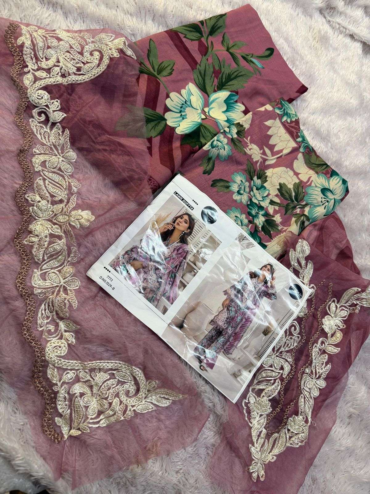 MEHBOOB TEX DESIGN NO - 1529-1531  PURE COTTON PRINT EMBROIDERED SELF WORK PAKISTANI SALWAR SUIT