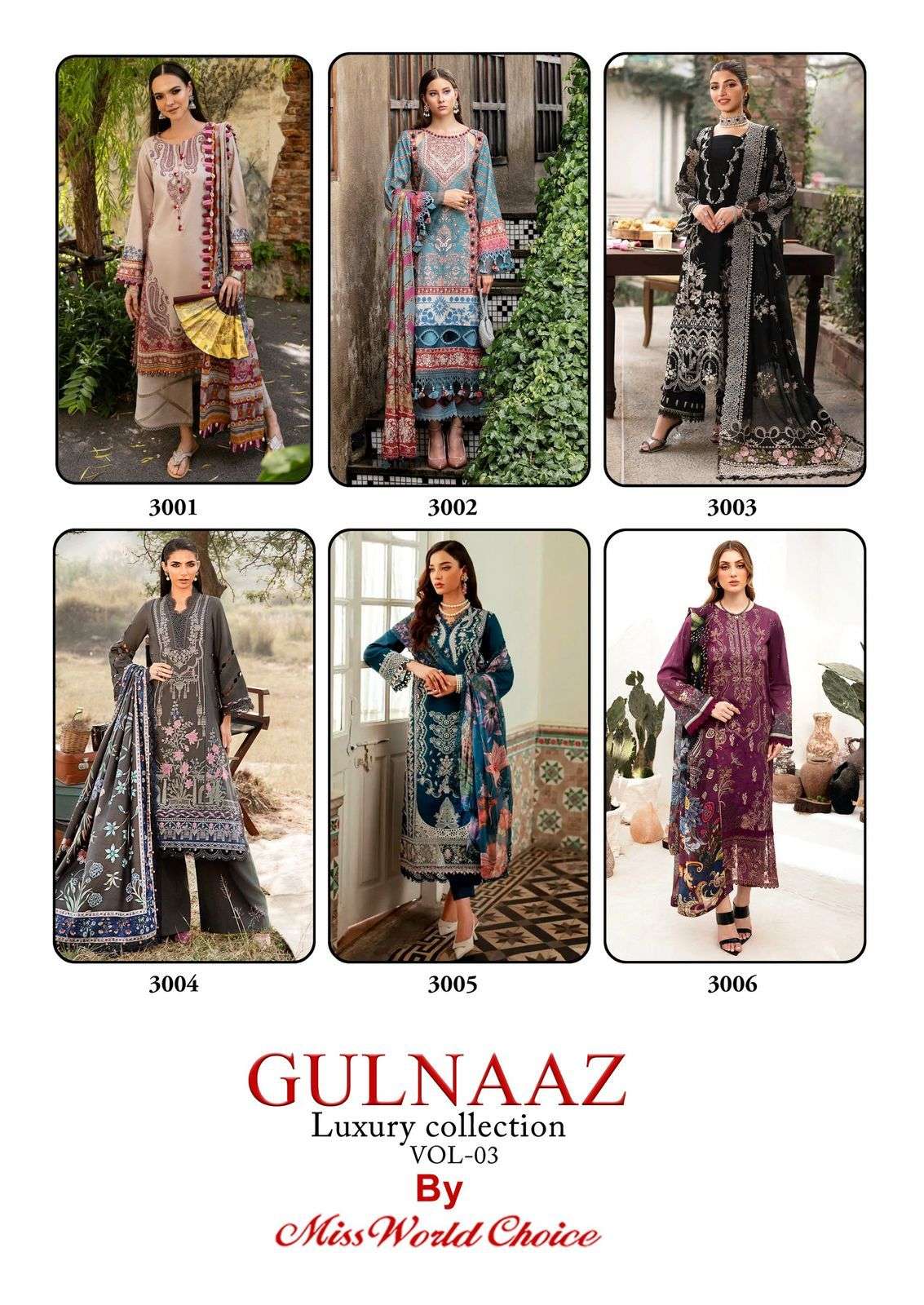 MISS WORLD CHOICE GULNAZ VOL 3 COTTON DIGITAL KARACHI PRINT SUIT