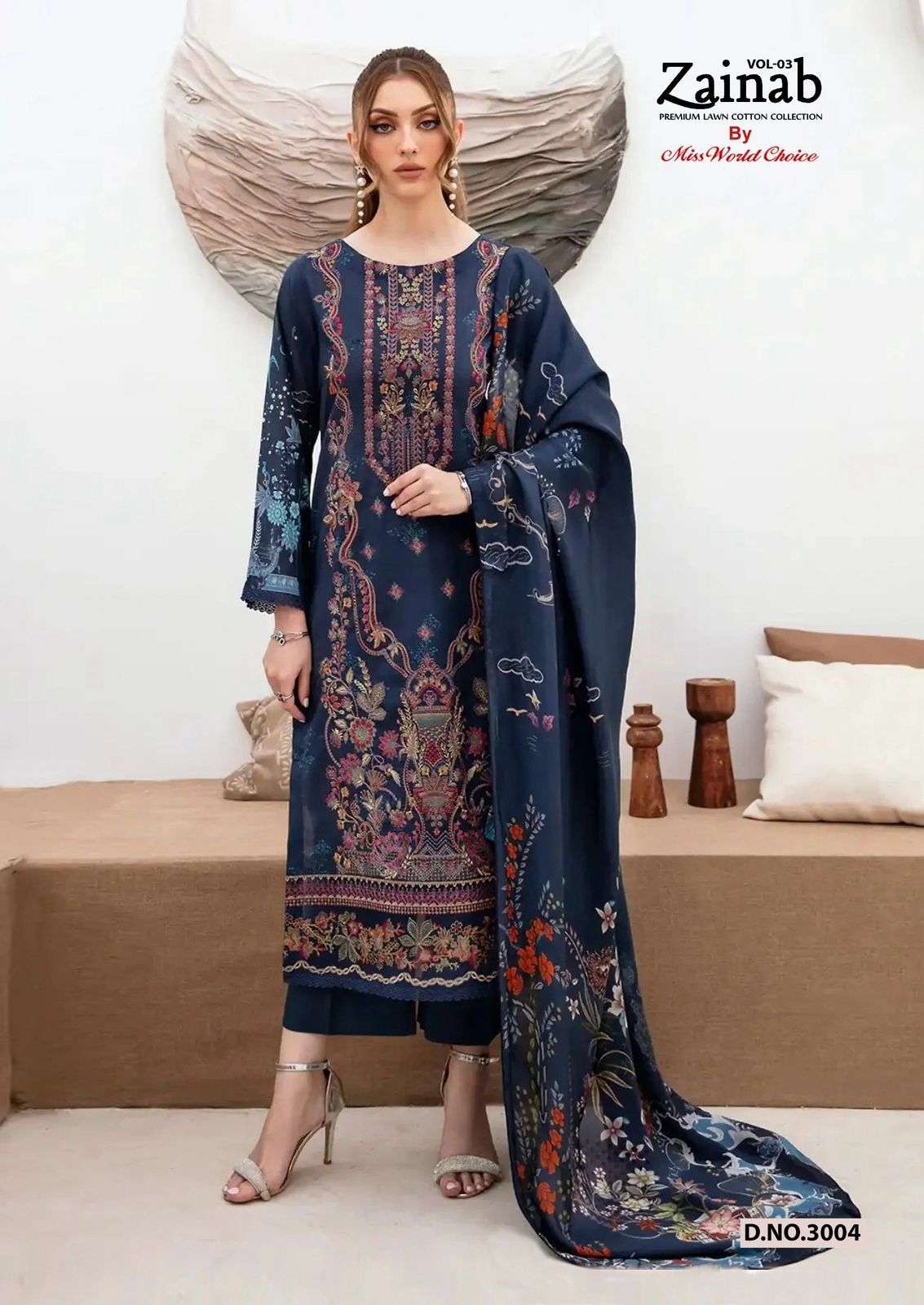 MISSWORLD CHOICE ZAINAB VOL 3 LAWN COTTON DIGITAL PRINTS SUIT