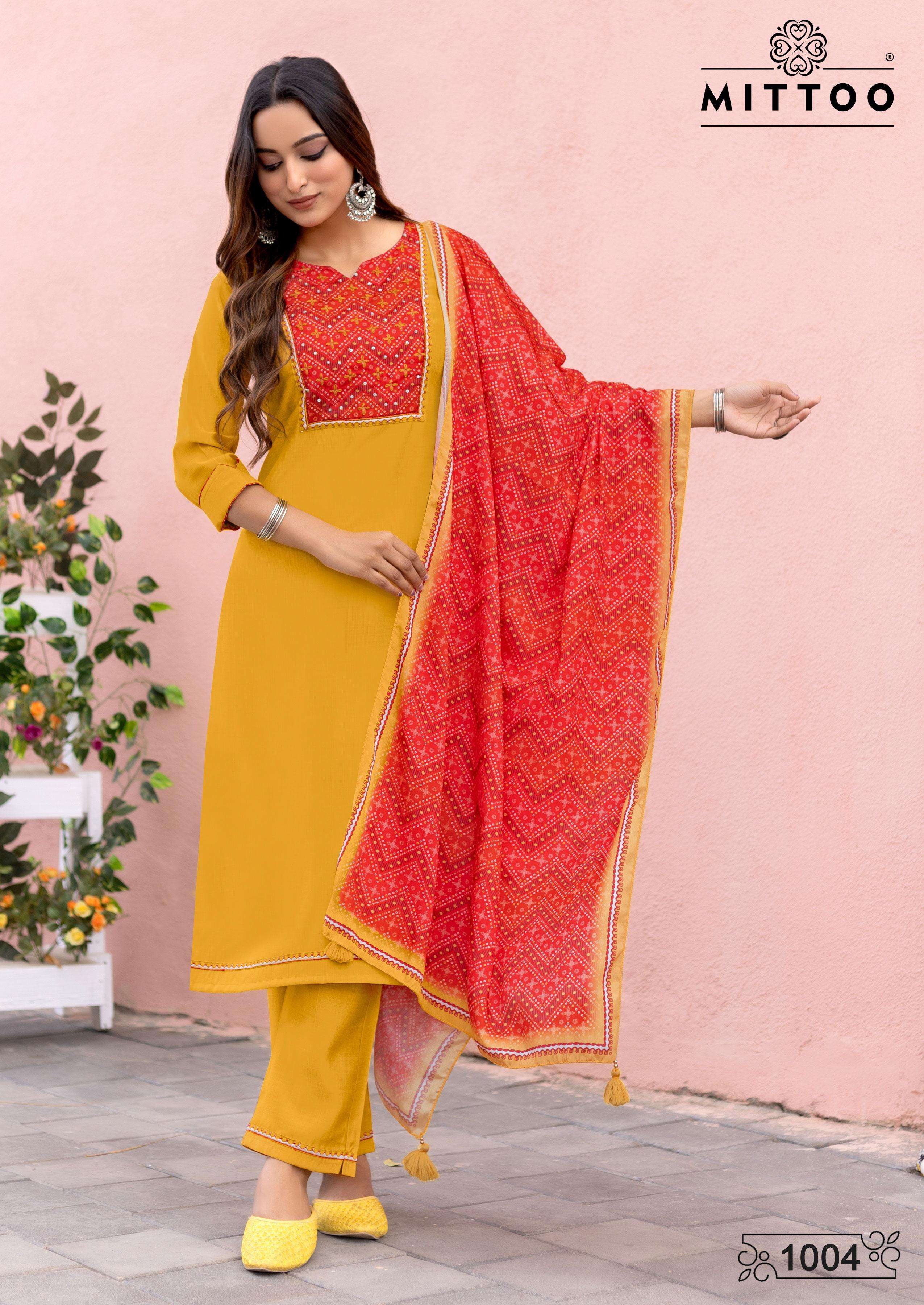 MITTOO DAY LIGHT MODAL SILK FANCY WORK LADIES KURTI COMBO SET