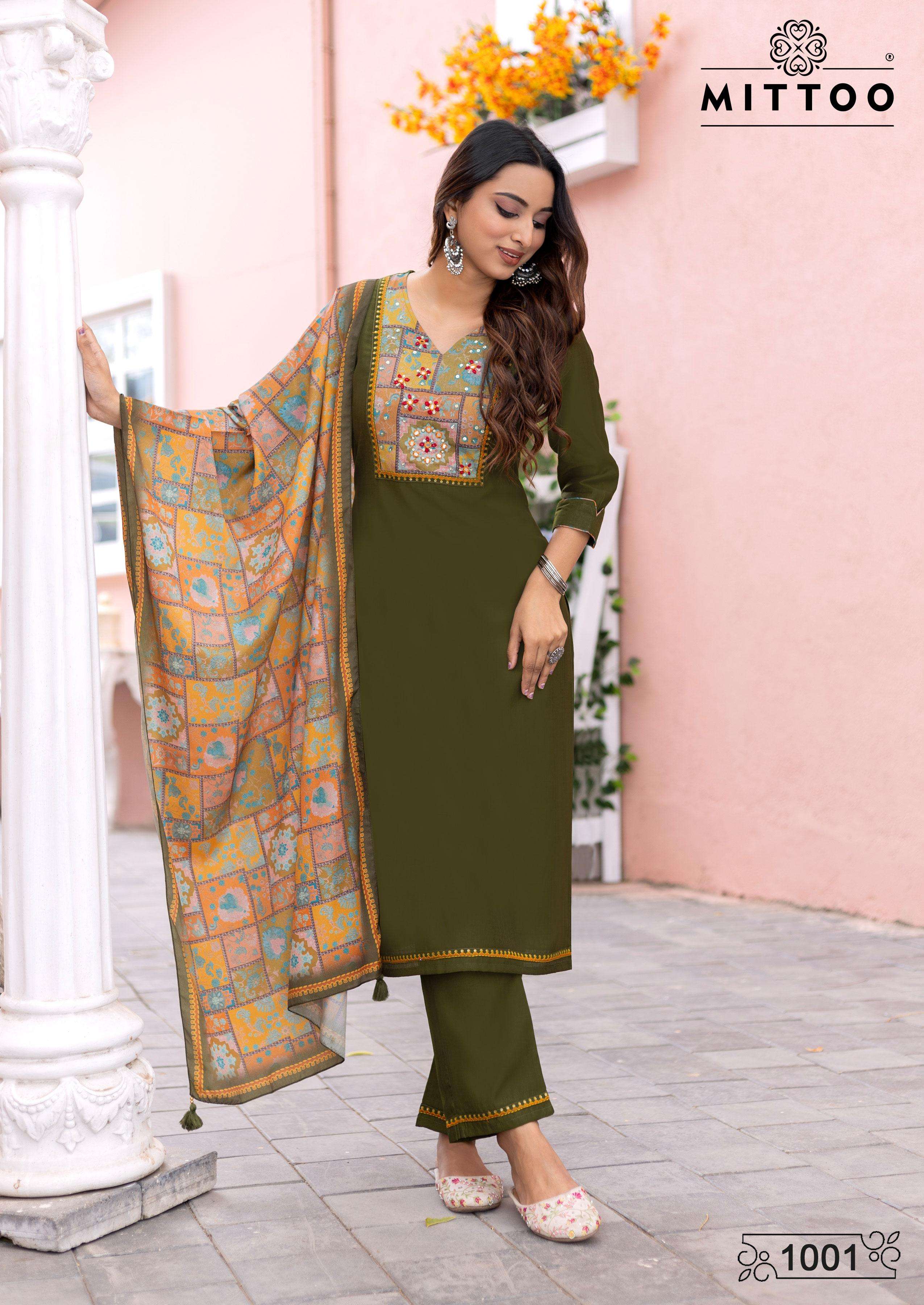 MITTOO DAY LIGHT MODAL SILK FANCY WORK LADIES KURTI COMBO SET