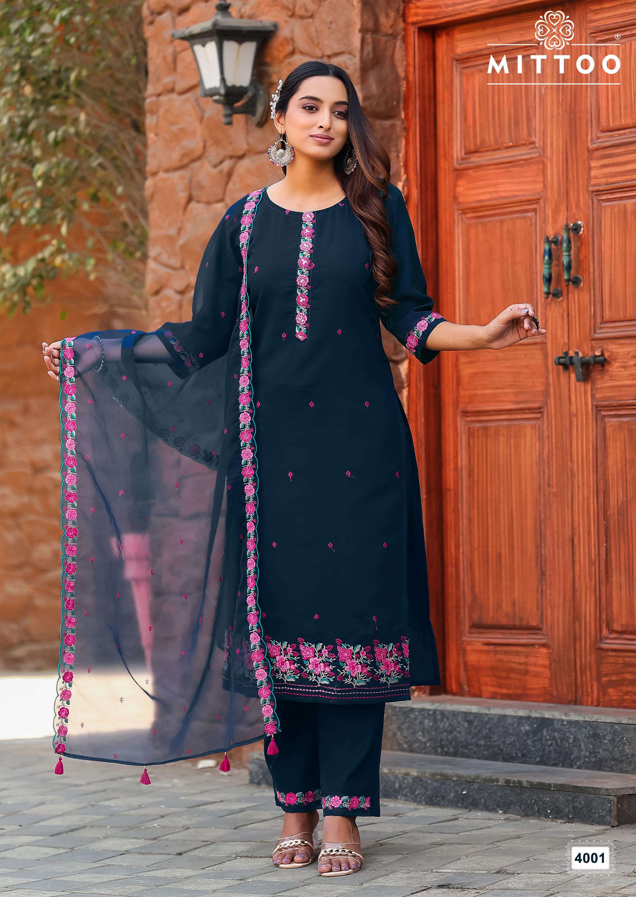 MITTOO SAANJ SILK FANCY WORKS LADIES KURTI COMBO SET