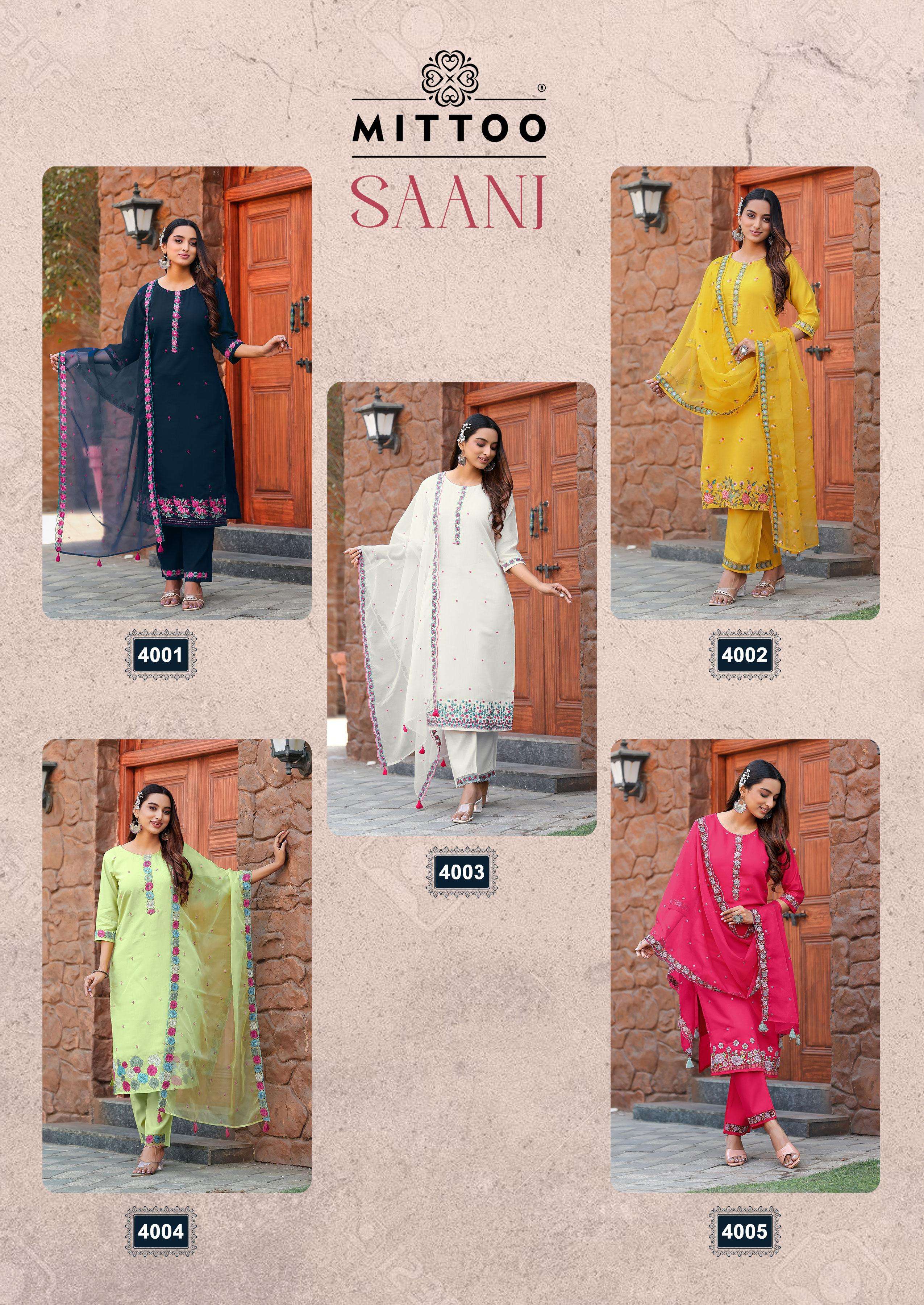 MITTOO SAANJ SILK FANCY WORKS LADIES KURTI COMBO SET