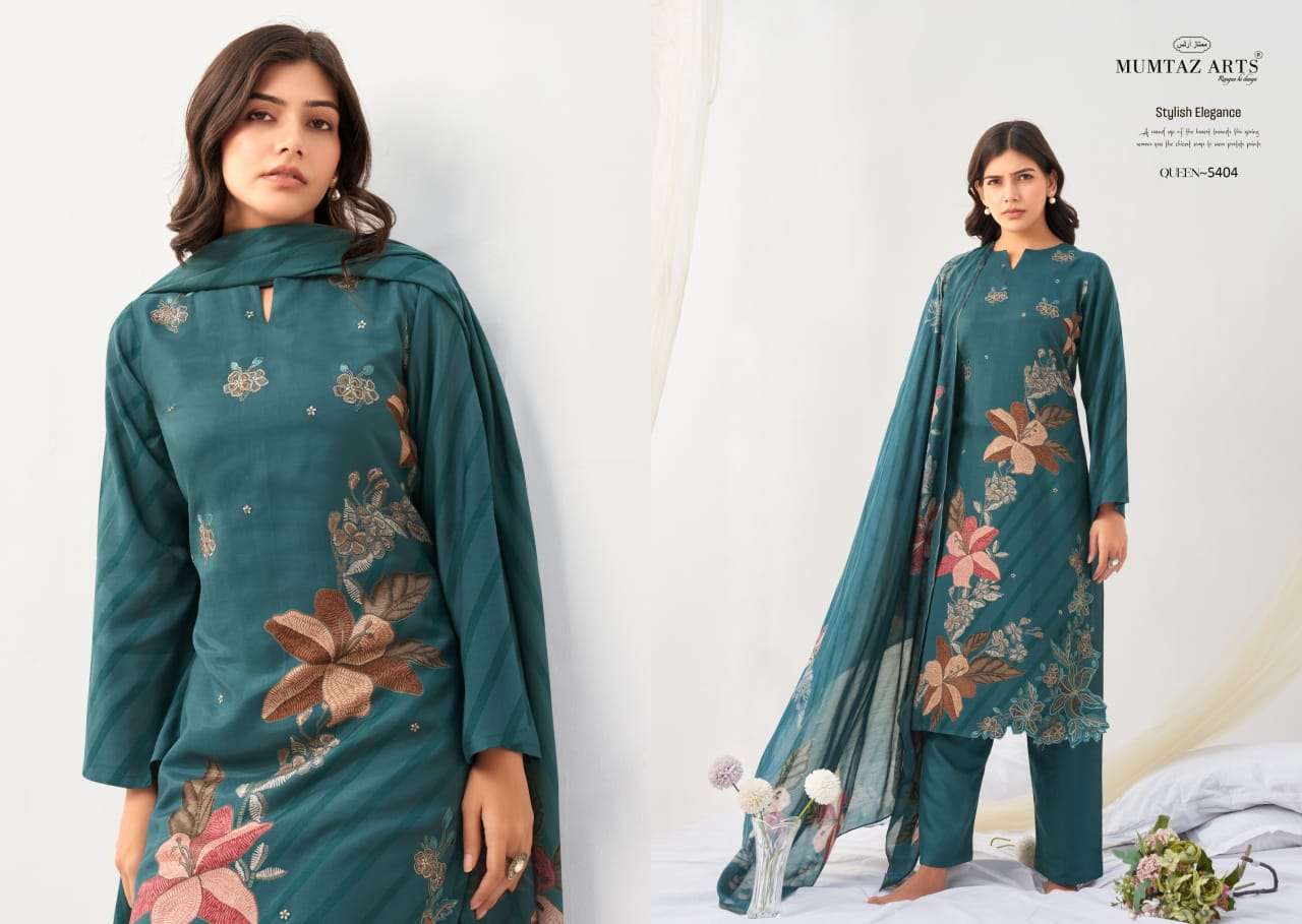 MUMTAZ ARTS QUEEN MUSLIN DIGITAL PRINT WITH EMBROIDERY DESIGNER WORK SUIT