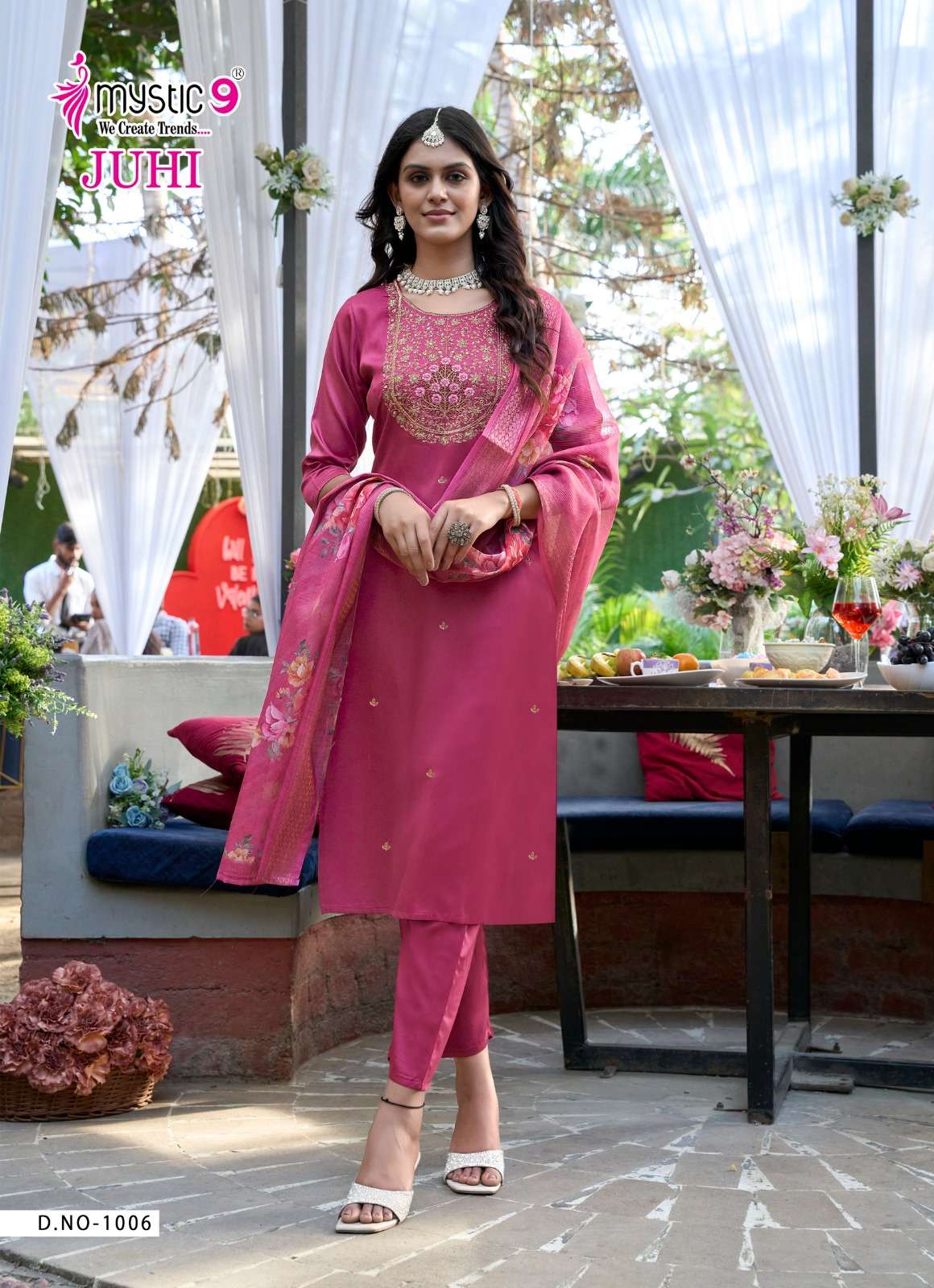 MYSTIC 9 JUHI VOL 1 SILK FANCY EMBROIDERY WORK KURTI COMBO SET 